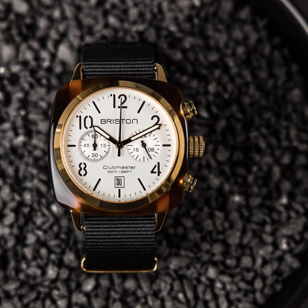briston-clubmaster-classic-chrono-gold-blanc-40-mm-quartz image 3