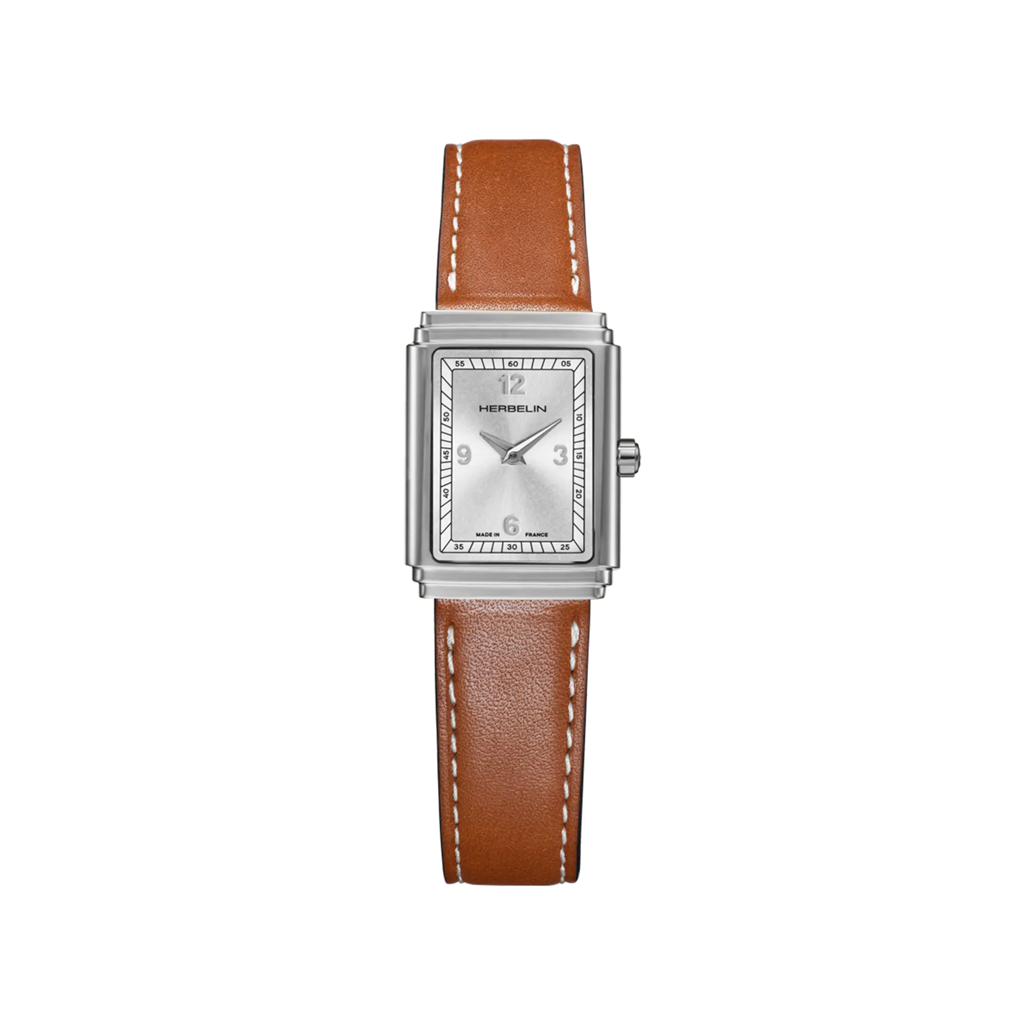 herbelin-art-d-co-1925-s-montre-femme-acier-cuir-camel image 1