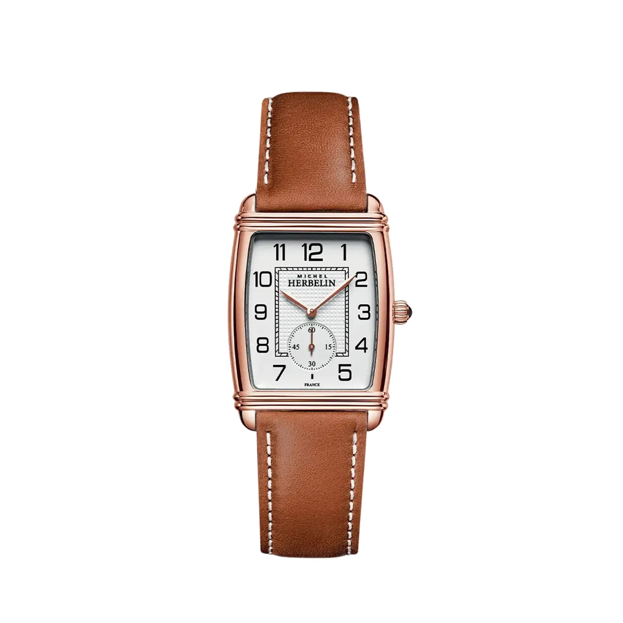 herbelin-art-d-co-petite-seconde-montre-quartz-pvd-or-rose-cuir image 1