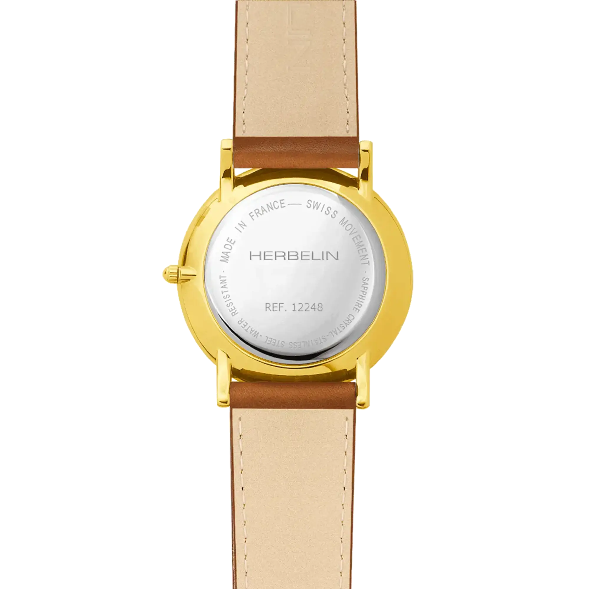 herbelin-classique-quartz-homme-pvd-or-jaune-cuir-brun image 4