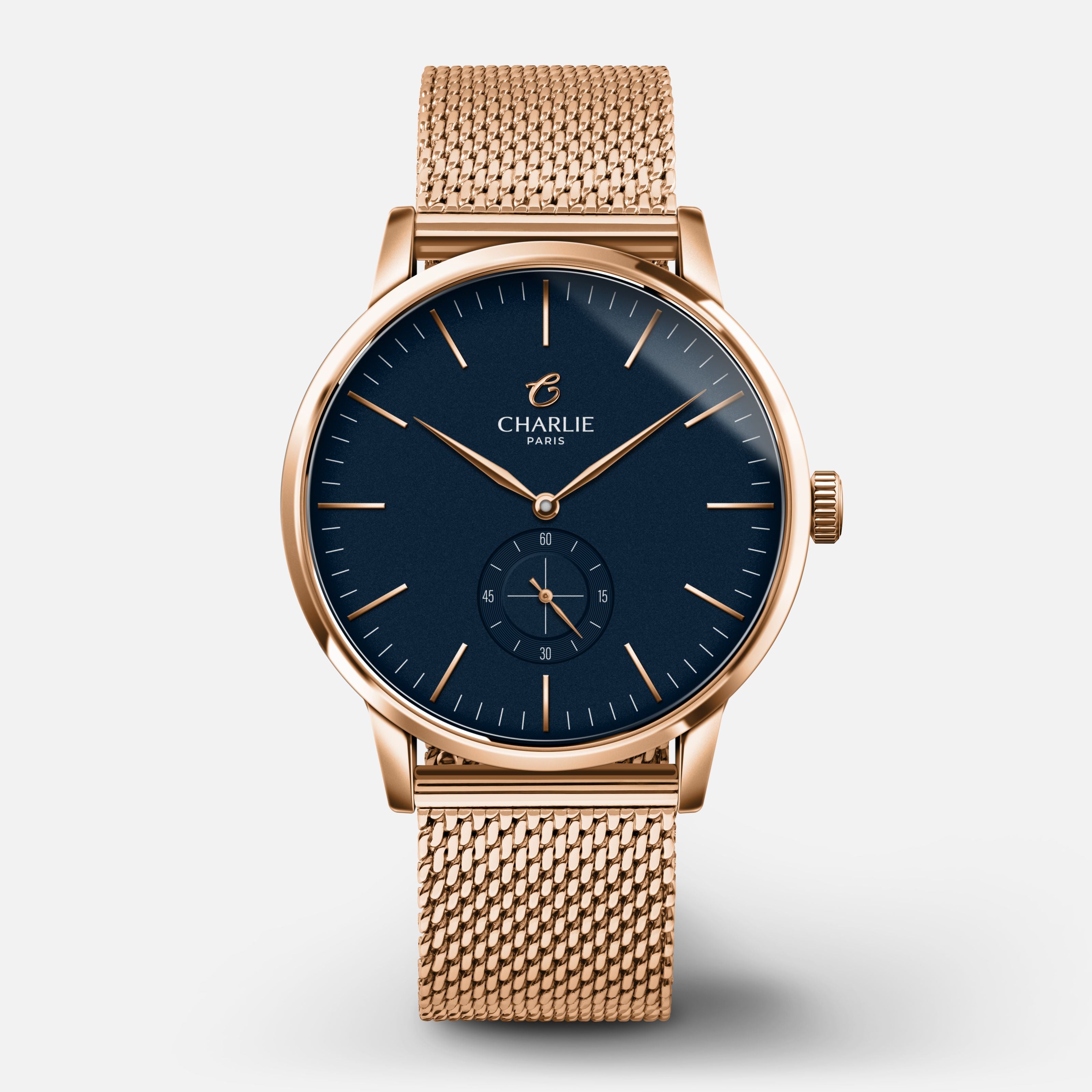charlie-paris-horizon-montre-quartz-homme-dor-rose-et-bleu-39mm image 6