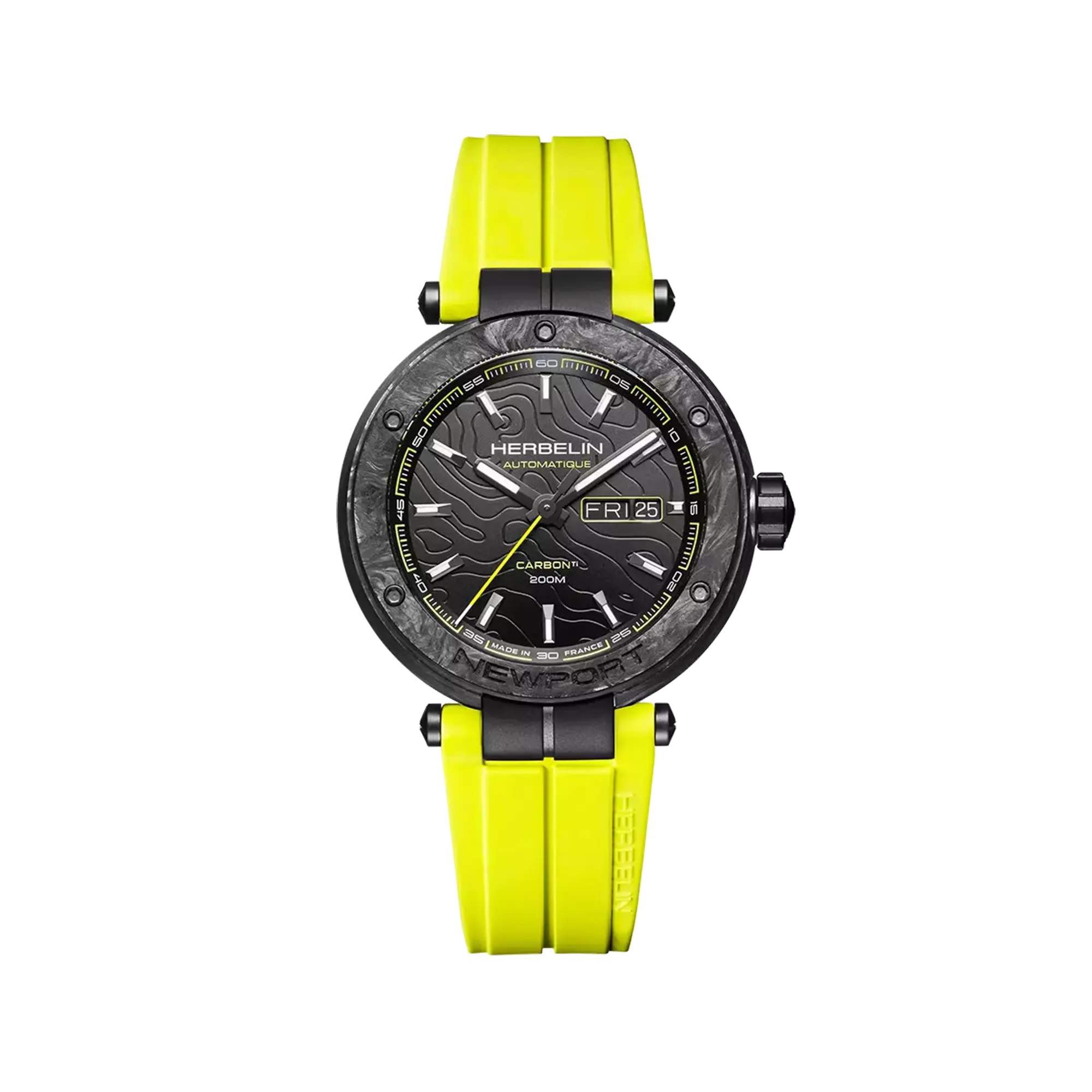 herbelin-newport-carbone-titane-automatique-jaune-montre-homme image 1