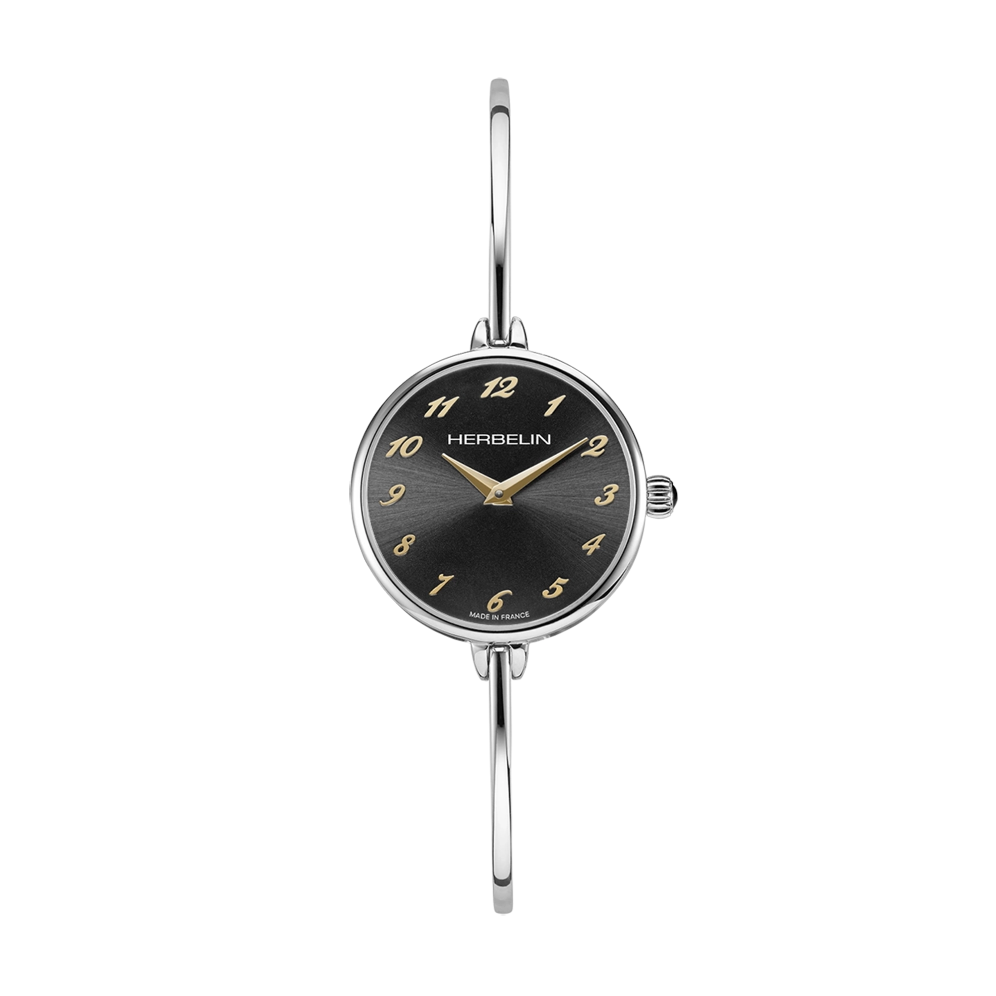 herbelin-fil-montre-quartz-femme-acier-noir-jonc image 1