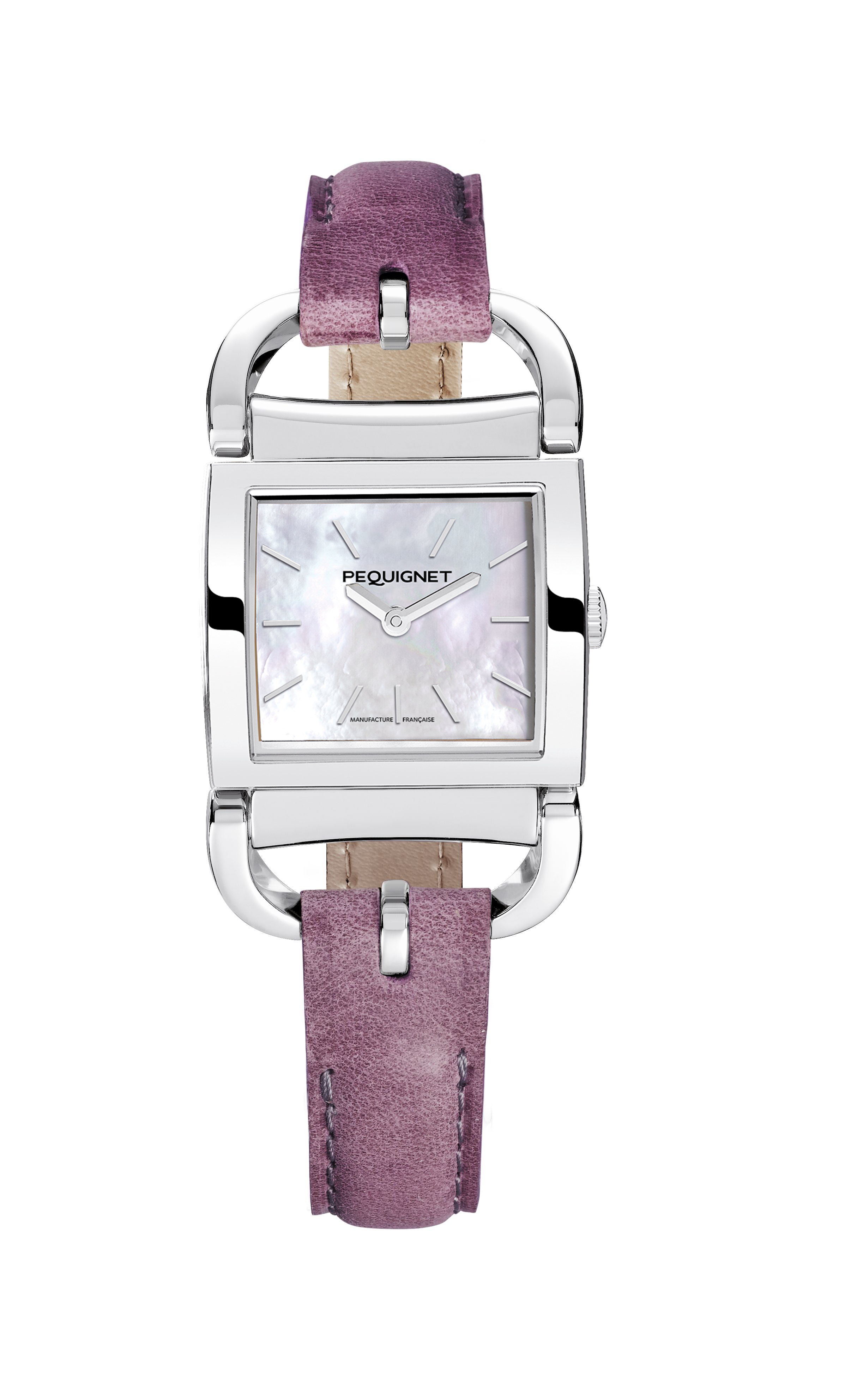 pequignet-equus-attelage-montre-quartz-cadran-nacre-bo-tier-acier-rectangulaire image 5