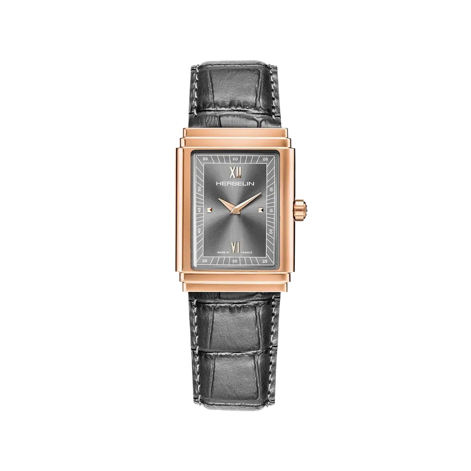 herbelin-art-d-co-1925-s-montre-homme-anthracite-or-rose image 1