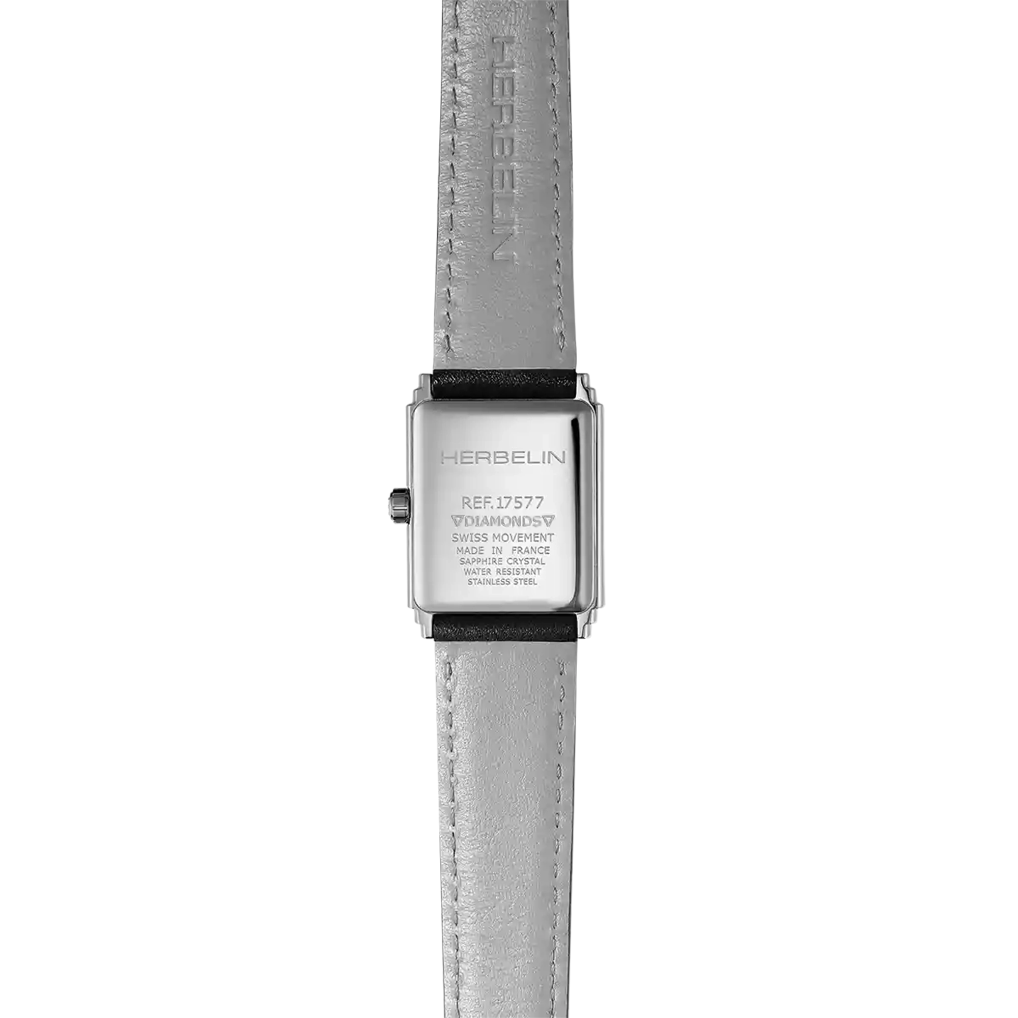herbelin-art-d-co-1925-s-empire-montre-femme-acier-diamants-cuir image 4