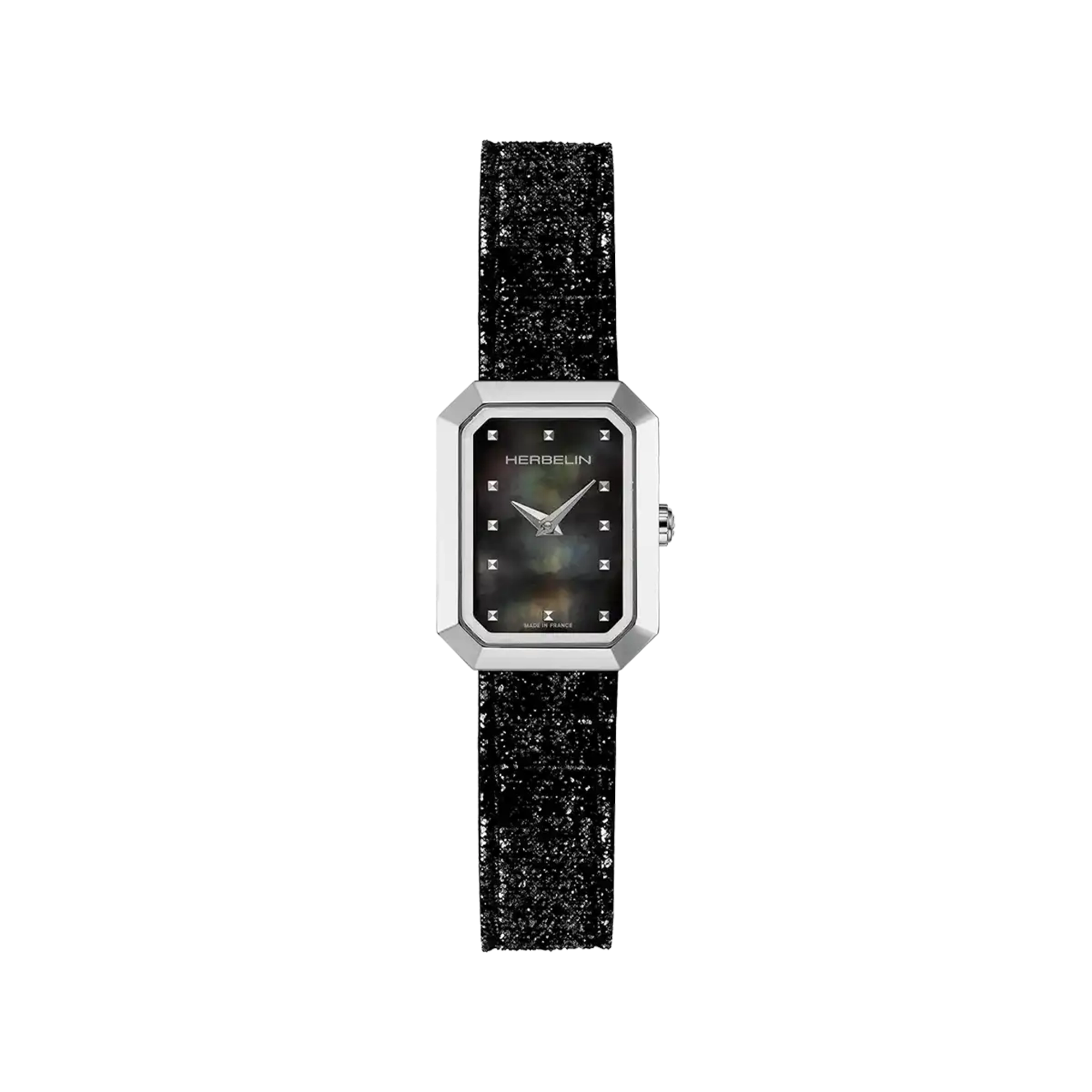 herbelin-octog-ne-quartz-noir-cuir-femme-nacre-noire image 1