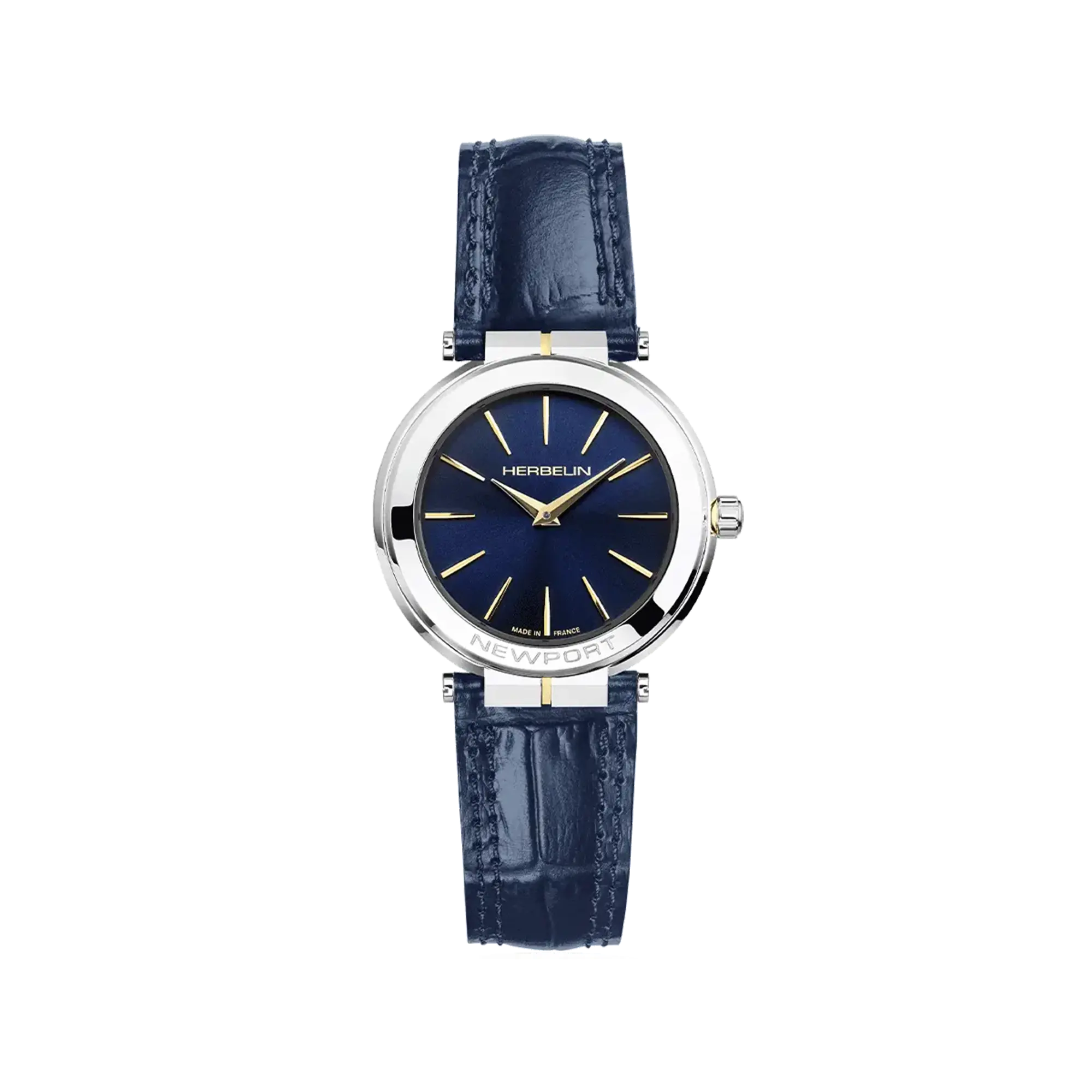 herbelin-newport-slim-quartz-montre-femme-bicolore-cuir-nacre-bleue image 1