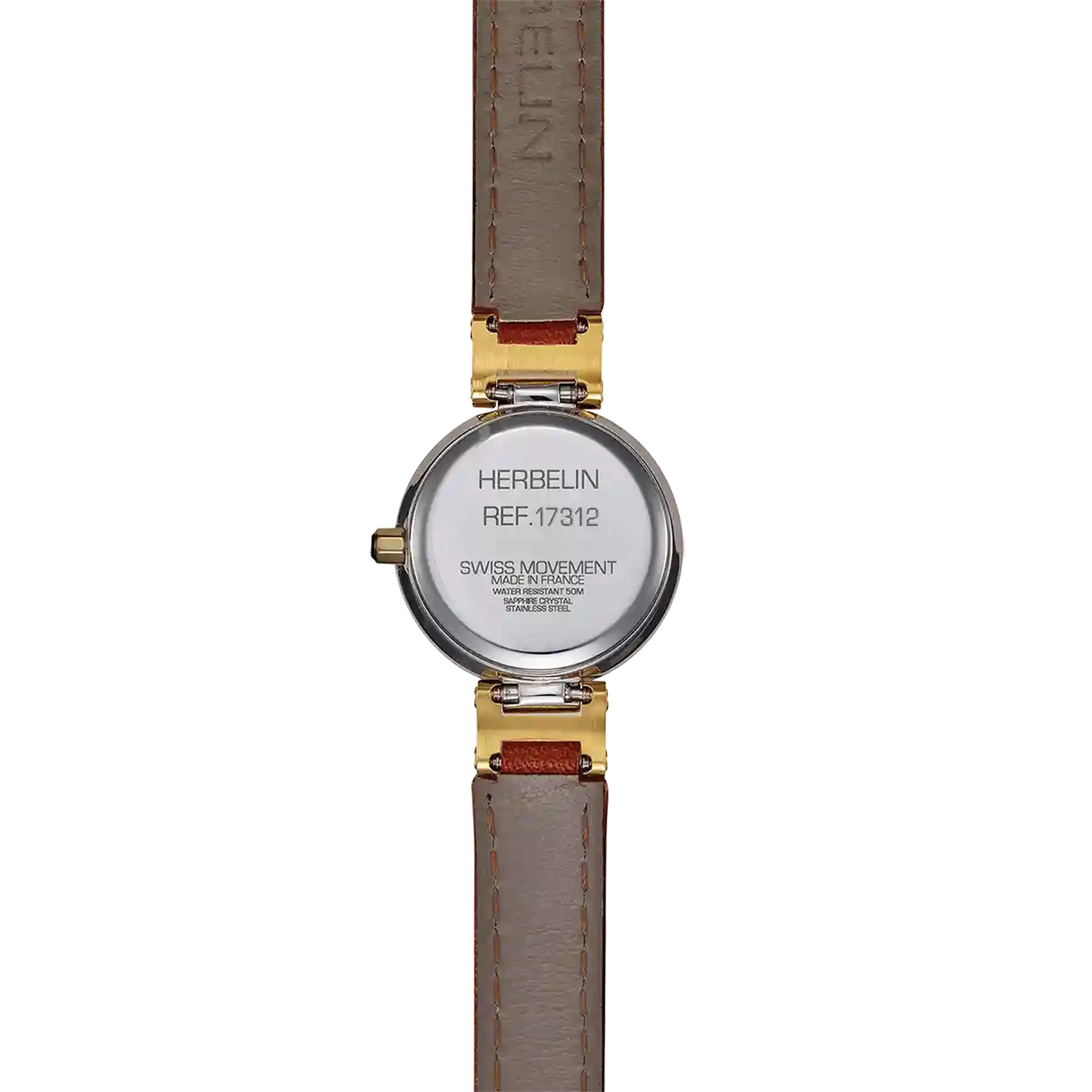 herbelin-lady-h-quartz-femme-acier-pvd-or-cuir-camel image 4