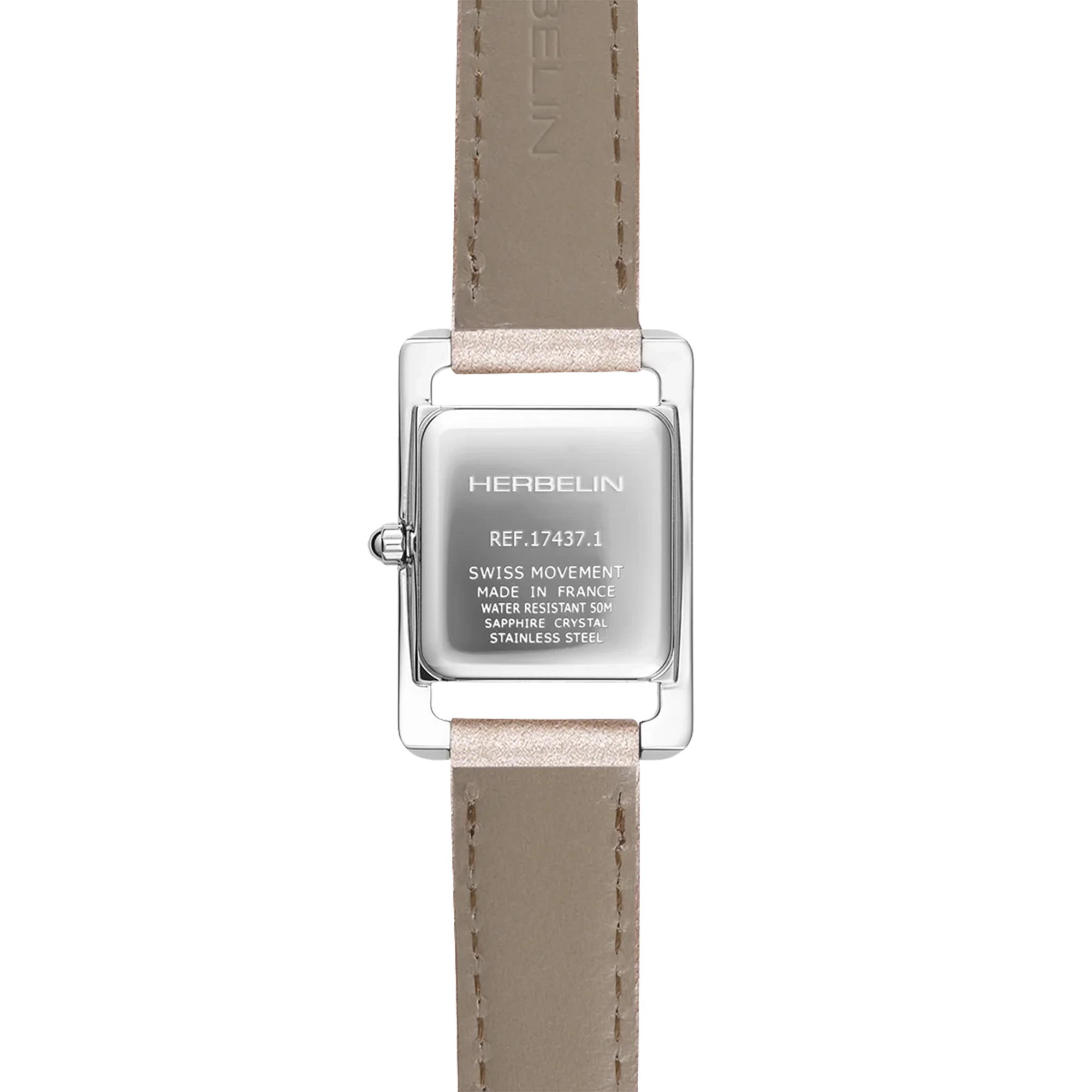 herbelin-ve-avenue-femme-acier-rectangulaire-cuir-rose-quartz image 4