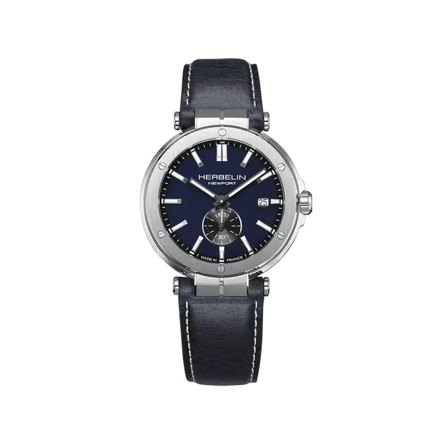 herbelin-newport-montre-quartz-homme-bleu-acier-et-cuir-bleu image 1