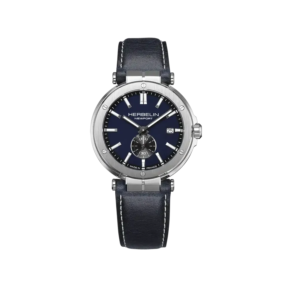 herbelin-newport-montre-quartz-homme-bleu-acier-et-cuir-bleu image 1