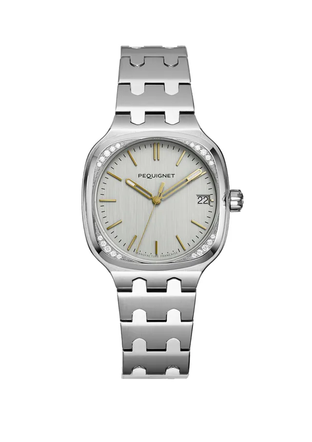 pequignet-concorde-cadran-argent-index-dor-s-lunette-20-diamants-calibre-initial image 1