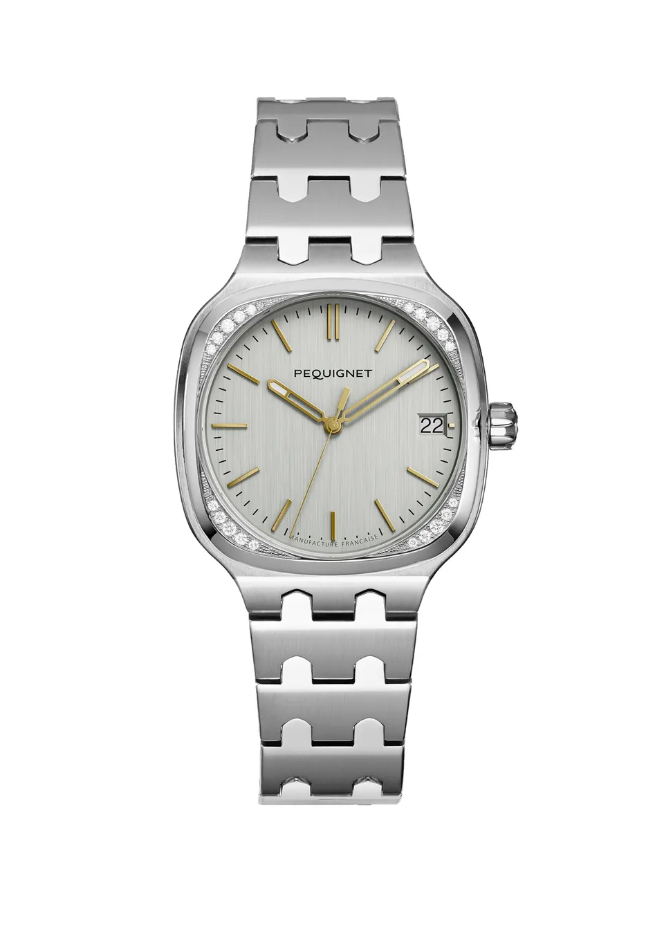 pequignet-concorde-cadran-argent-index-dor-s-lunette-20-diamants-calibre-initial image 1