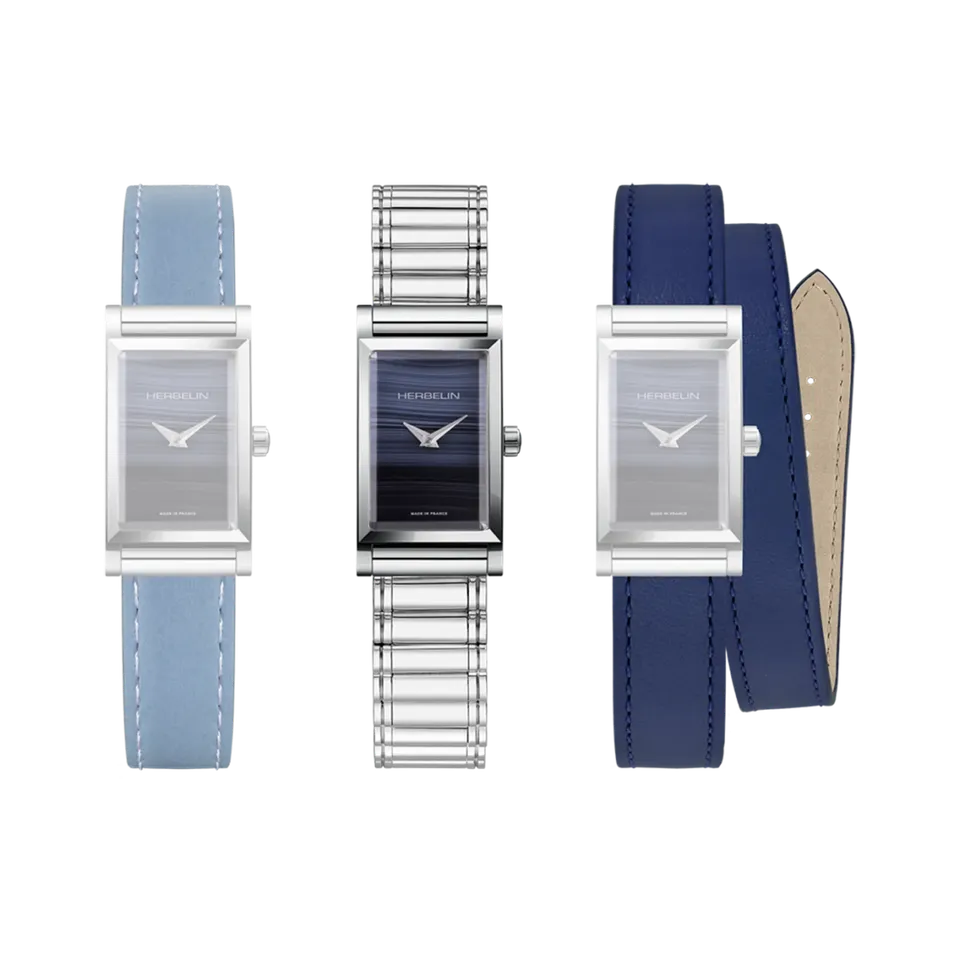 herbelin-antar-s-coffret-bestseller-acier-agate-bleue-2-bracelets-cuir image 1