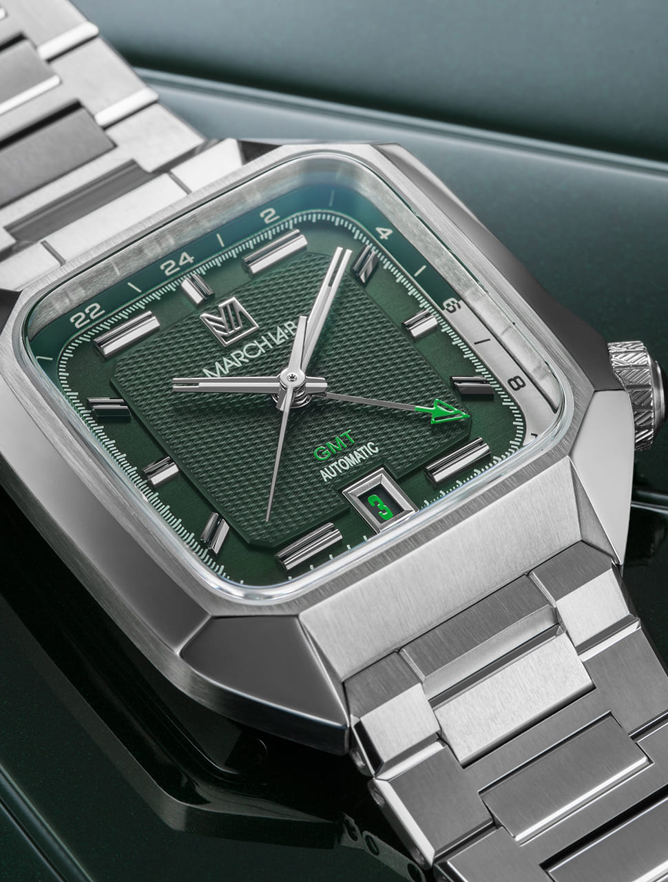 march-la-b-am2-gmt-automatique-grall-montre-homme-39-mm-cadran-vert image 4