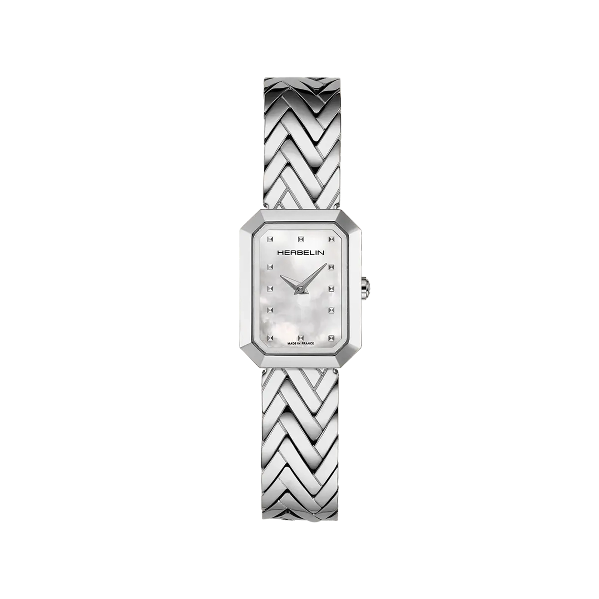 herbelin-octog-ne-chevrons-montre-femme-acier-nacre image 1