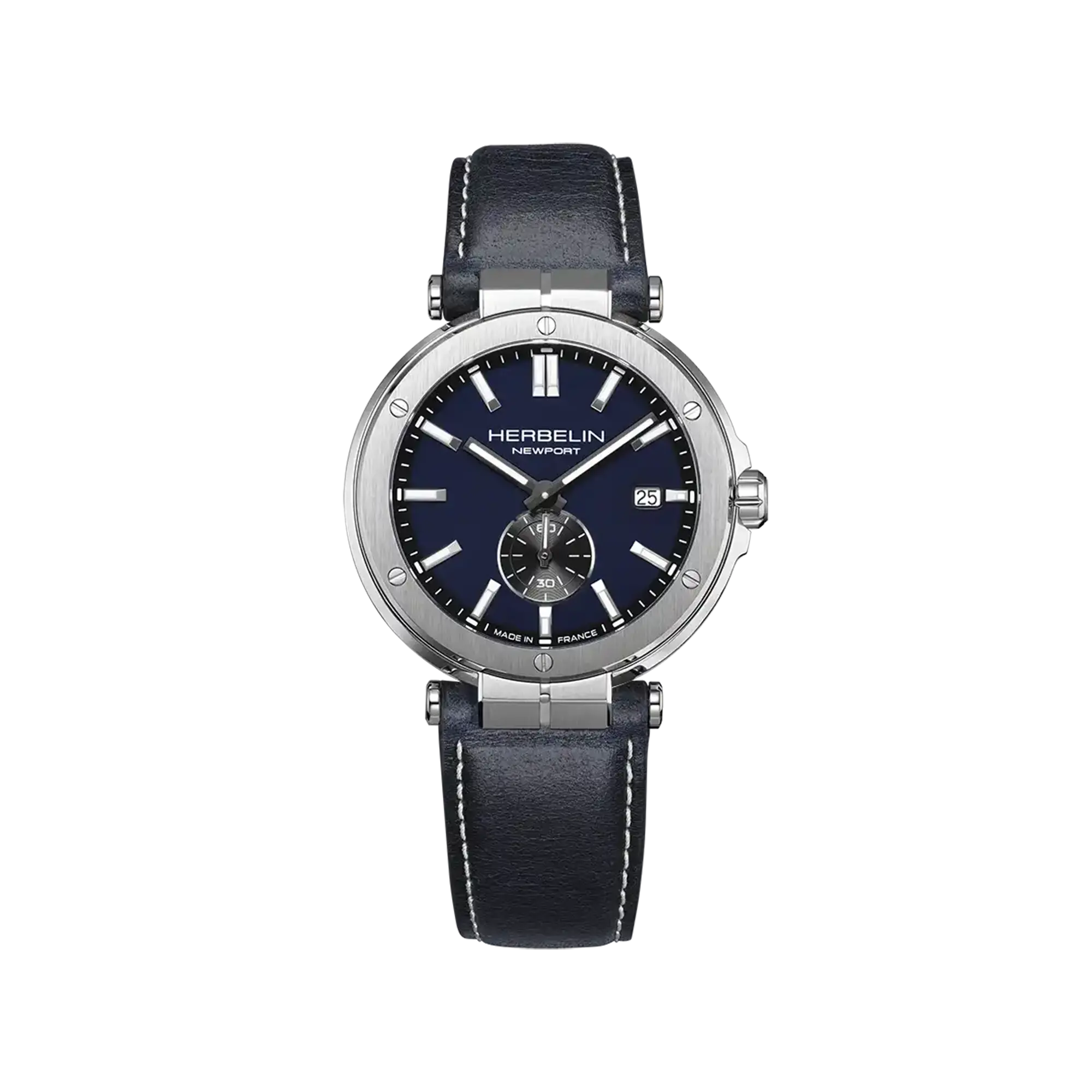 herbelin-newport-montre-quartz-homme-bleu-acier-et-cuir-bleu image 1