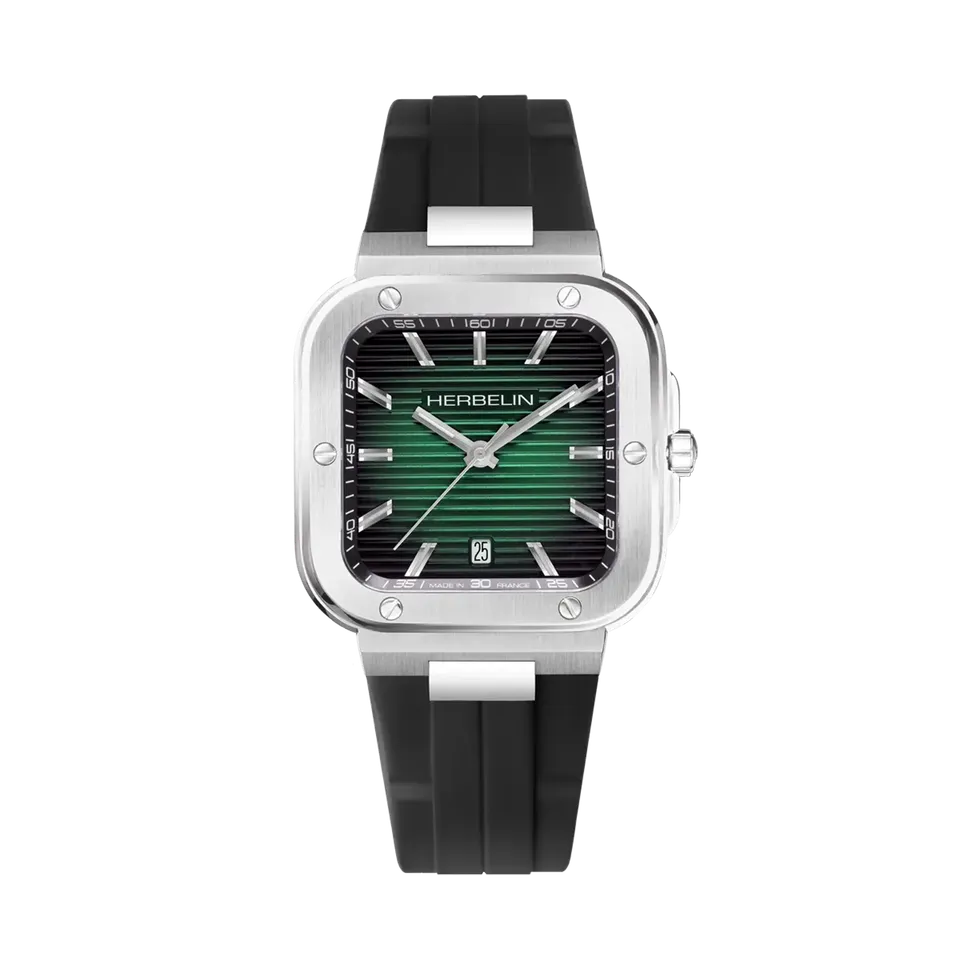 herbelin-cap-camarat-square-homme-cadran-vert-fkm-noir-quartz image 1