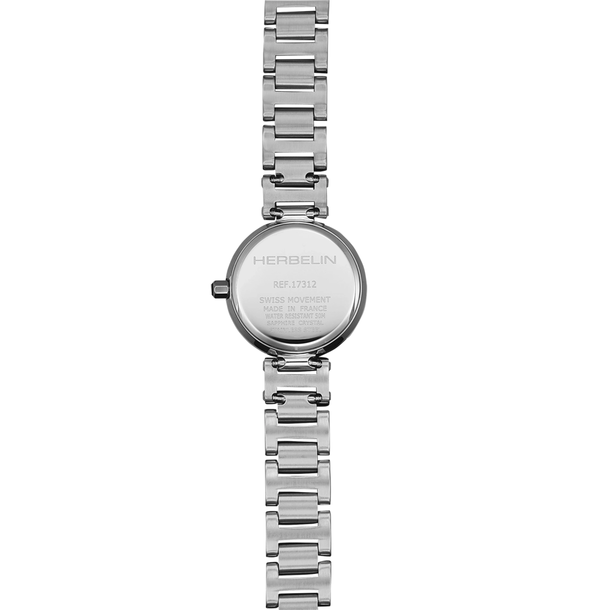 herbelin-lady-h-quartz-montre-femme-acier-nacre-blanche image 4
