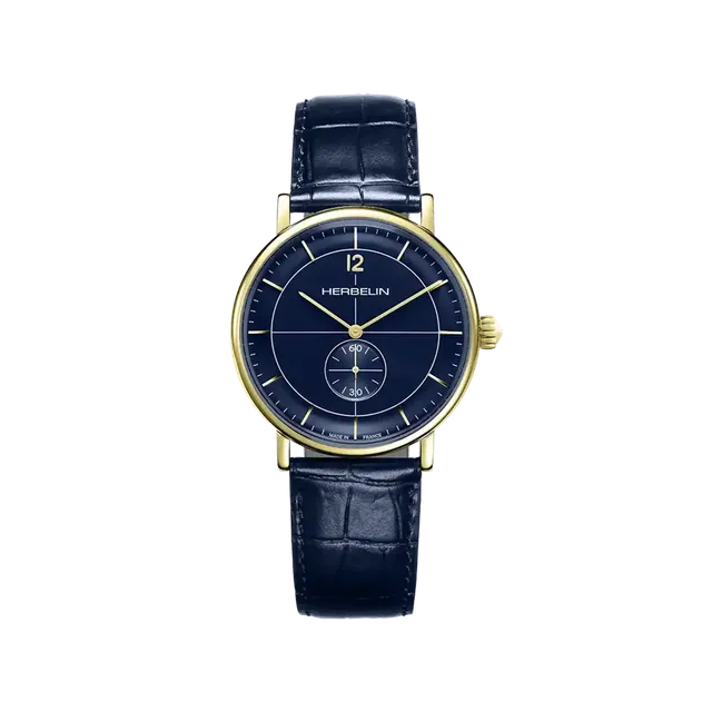 herbelin-inspiration-petite-seconde-montre-homme-quartz-cuir-bleu image 1