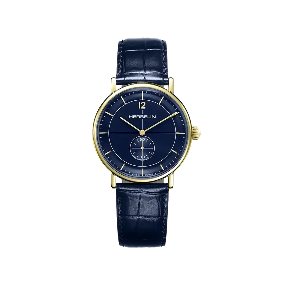 herbelin-inspiration-petite-seconde-montre-homme-quartz-cuir-bleu image 1