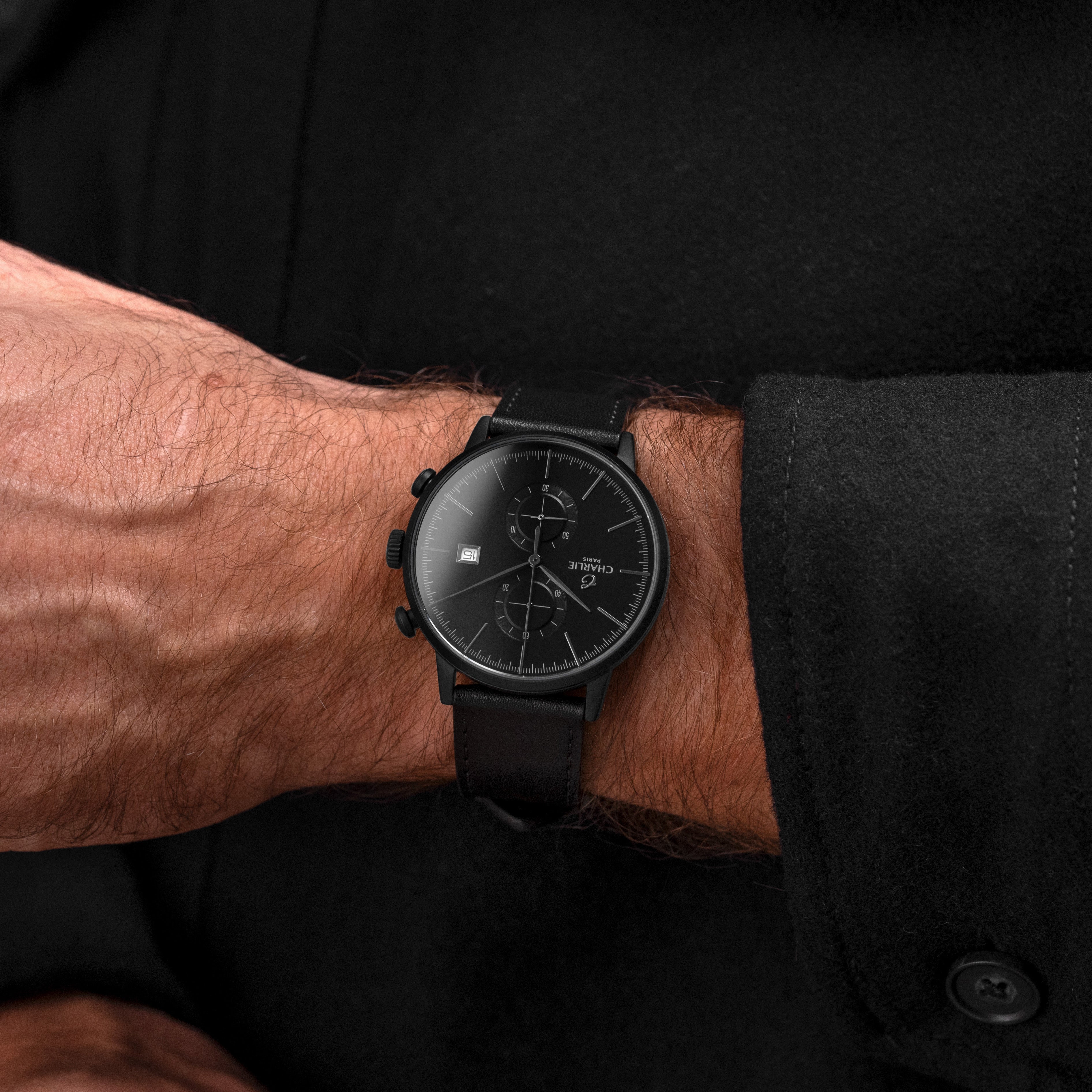 charlie-paris-horizon-montre-chronographe-homme-40mm-blackbird-noir image 2