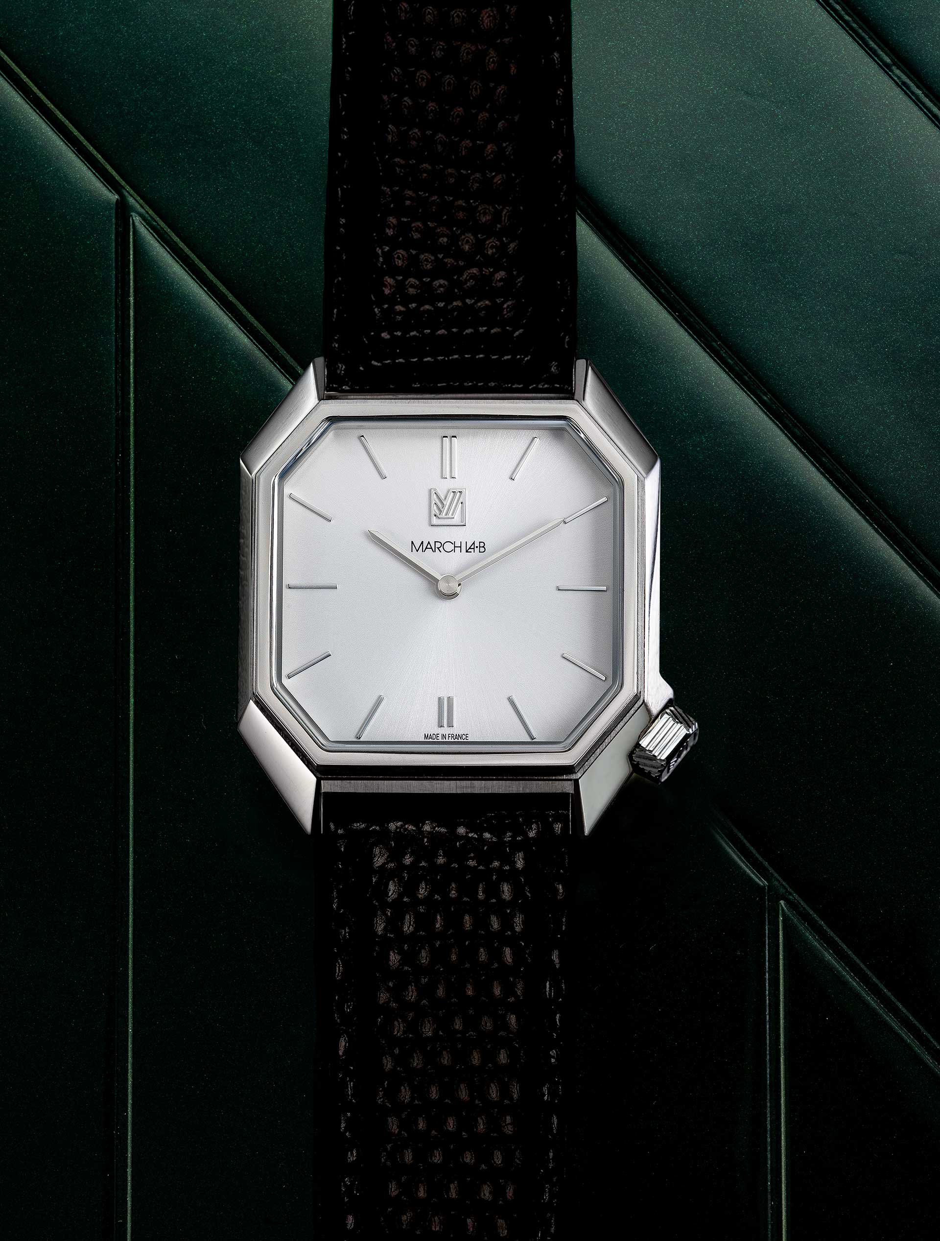 march-la-b-montre-mansart-electrique-white-34-mm-octogonale image 1
