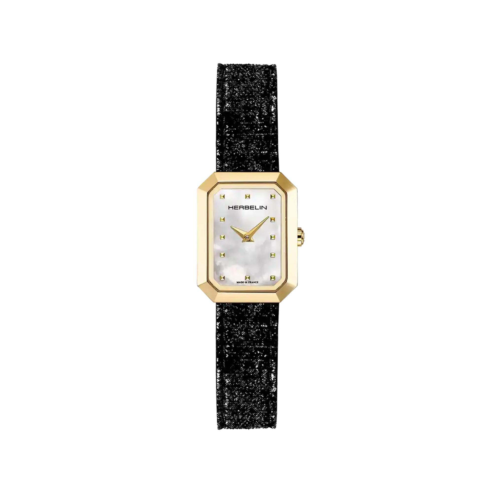 herbelin-octog-ne-quartz-montre-femme-dor-e-cuir-noir-nacre image 1