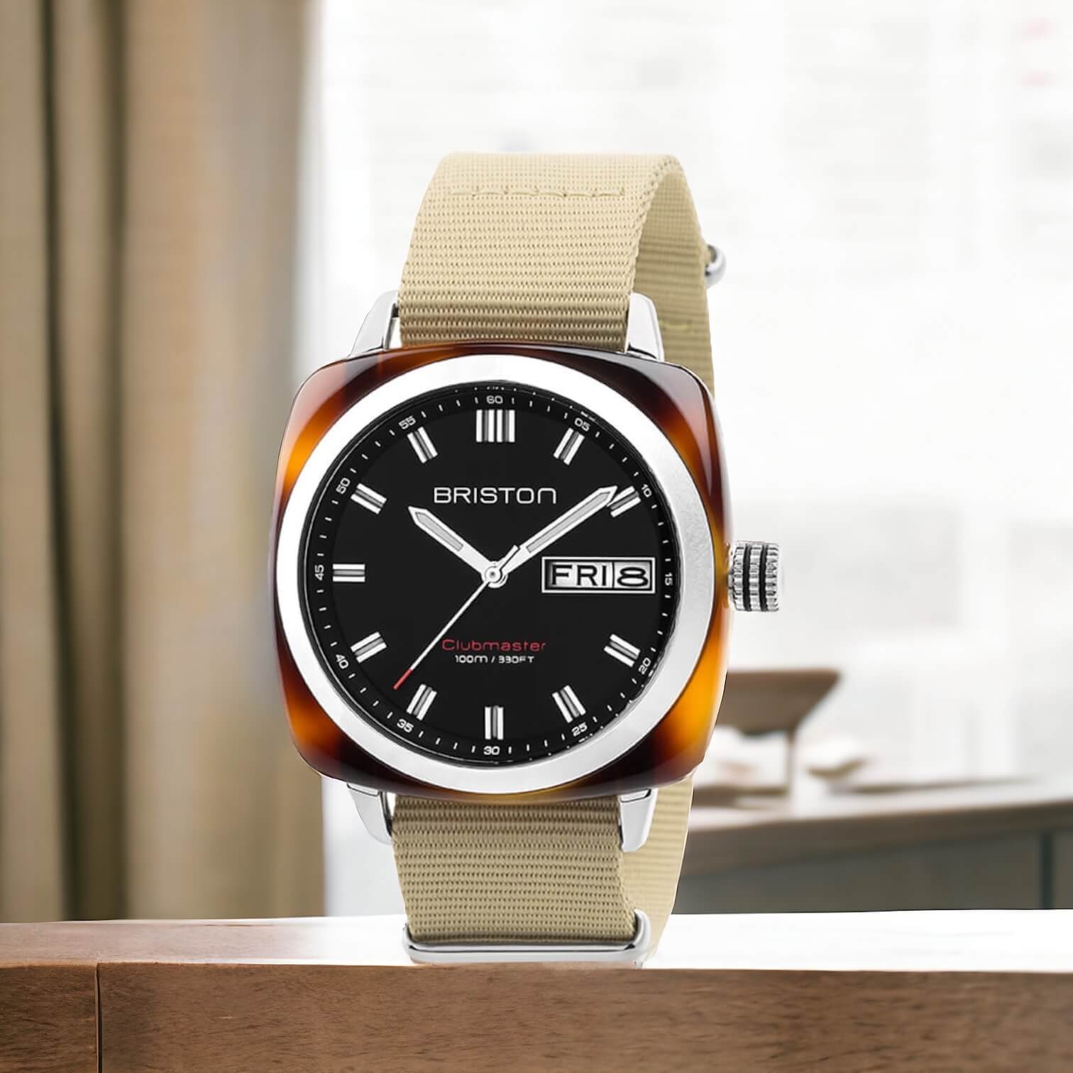briston-clubmaster-sport-hms-42-mm-noir-caille-kaki image 3
