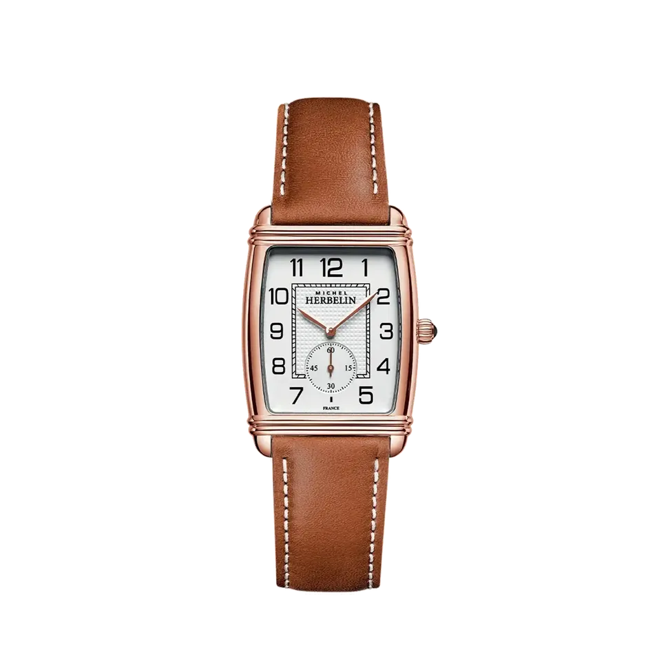 herbelin-art-d-co-petite-seconde-montre-quartz-pvd-or-rose-cuir image 1