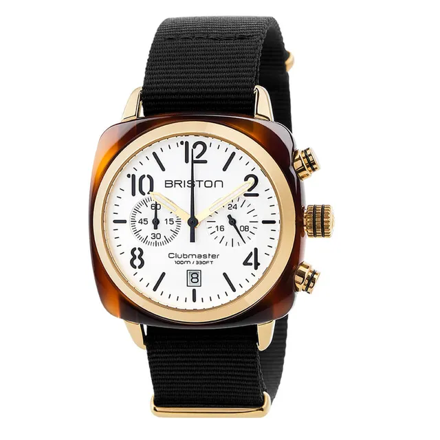 briston-clubmaster-classic-chrono-gold-blanc-40-mm-quartz image 1