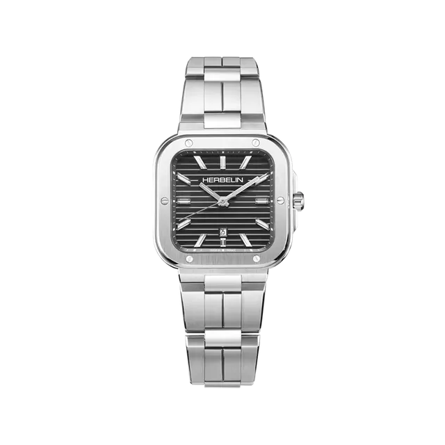 herbelin-cap-camarat-square-quartz-montre-homme-noir-acier-316l image 1