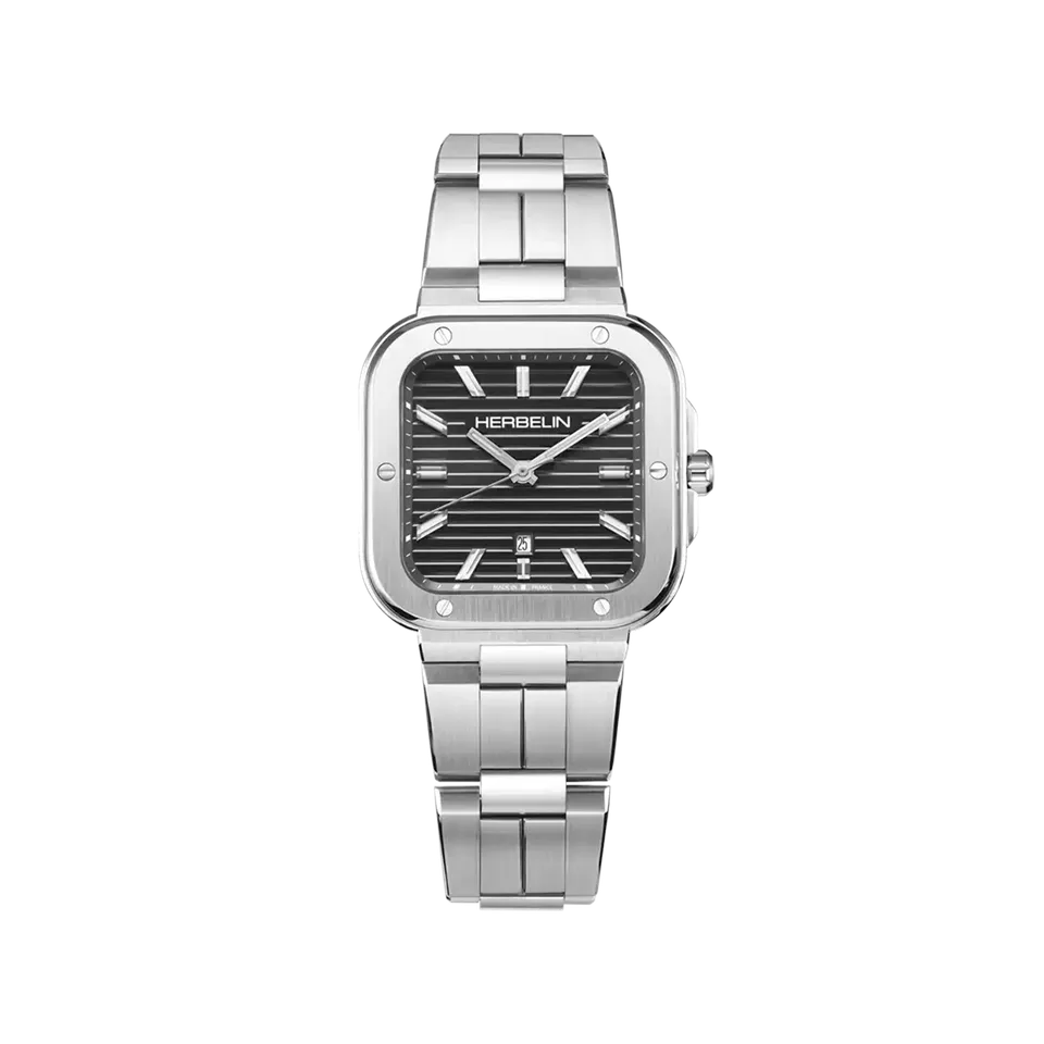 herbelin-cap-camarat-square-quartz-montre-homme-noir-acier-316l image 1