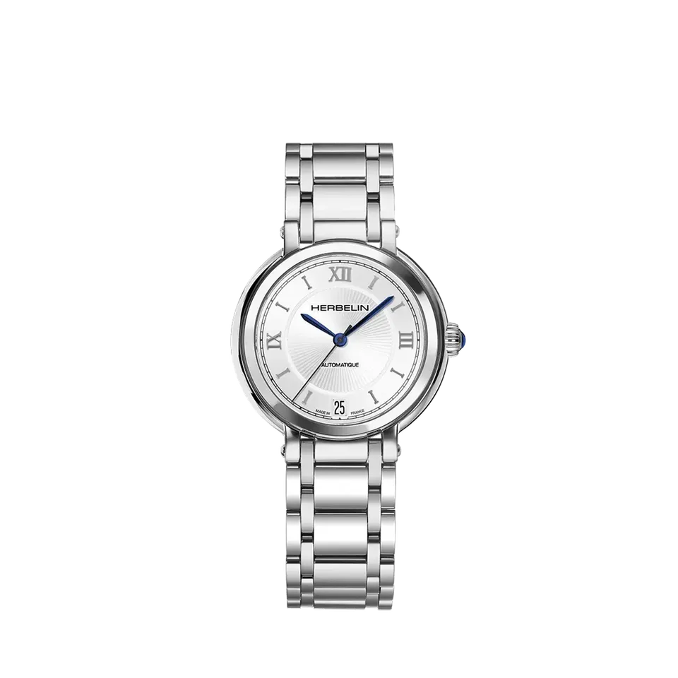 herbelin-galet-automatique-montre-femme-tout-acier-cadran-guilloch image 1