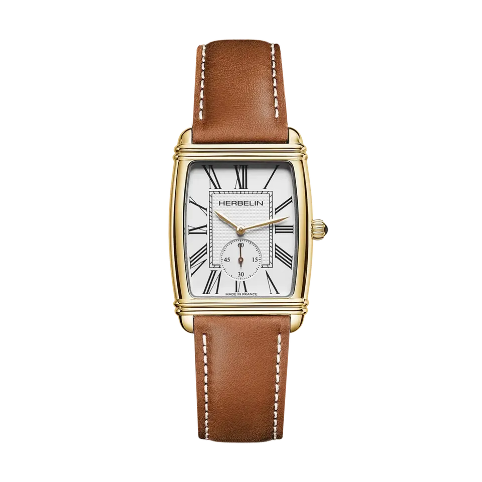 herbelin-art-d-co-petite-seconde-dor-cuir-gold image 1