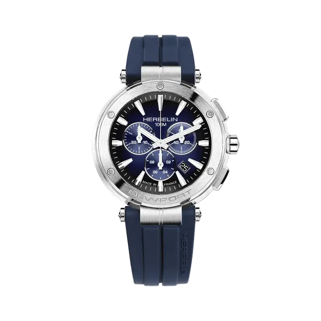 herbelin-newport-chronographe-quartz-acier-bleu-et-noir-43mm image 1
