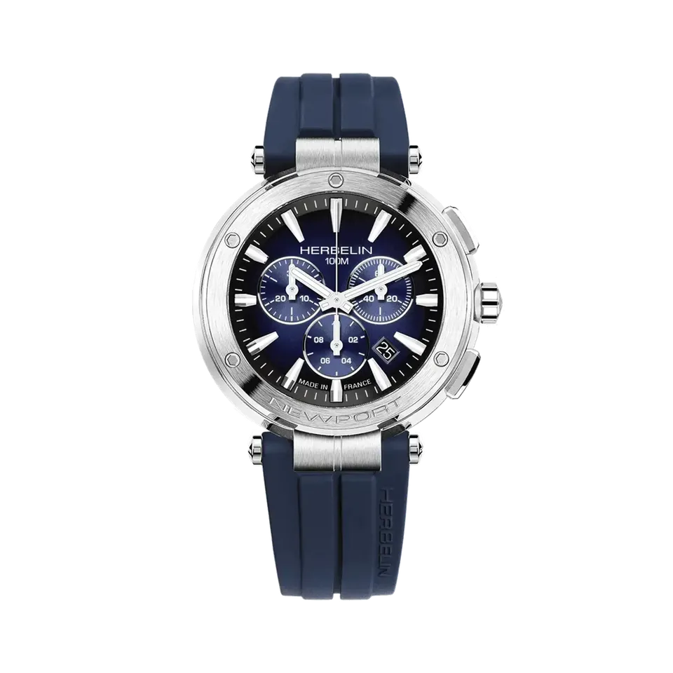 herbelin-newport-chronographe-quartz-acier-bleu-et-noir-43mm image 1