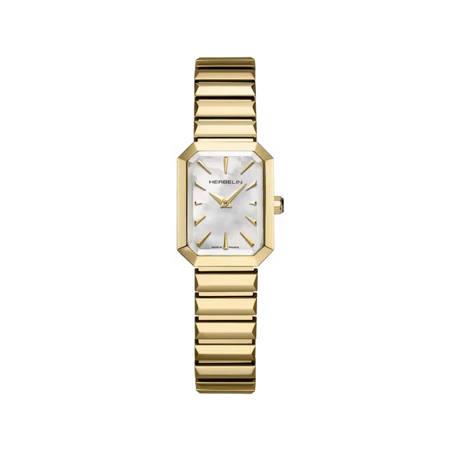 herbelin-octog-ne-montre-quartz-femme-nacre-blanche-et-acier-pvd-or-jaune image 1