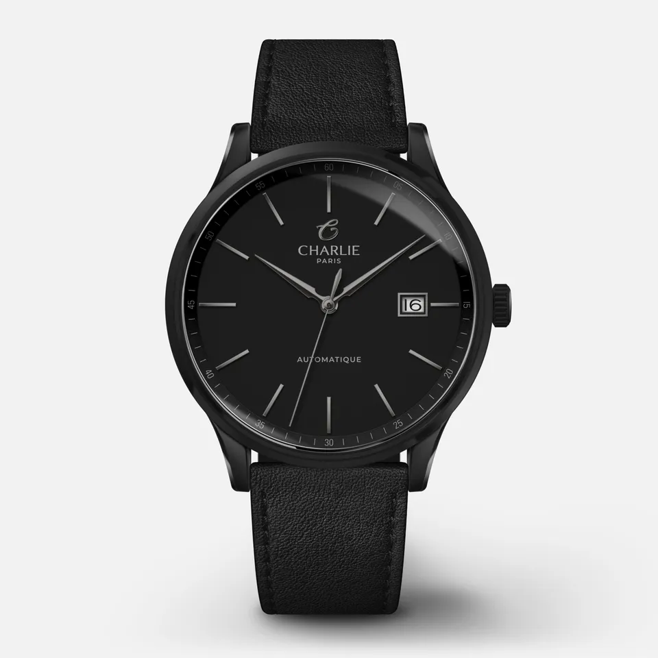 charlie-paris-initial-slim-phantom-montre-homme-automatique-40-mm-pvd-noir image 1