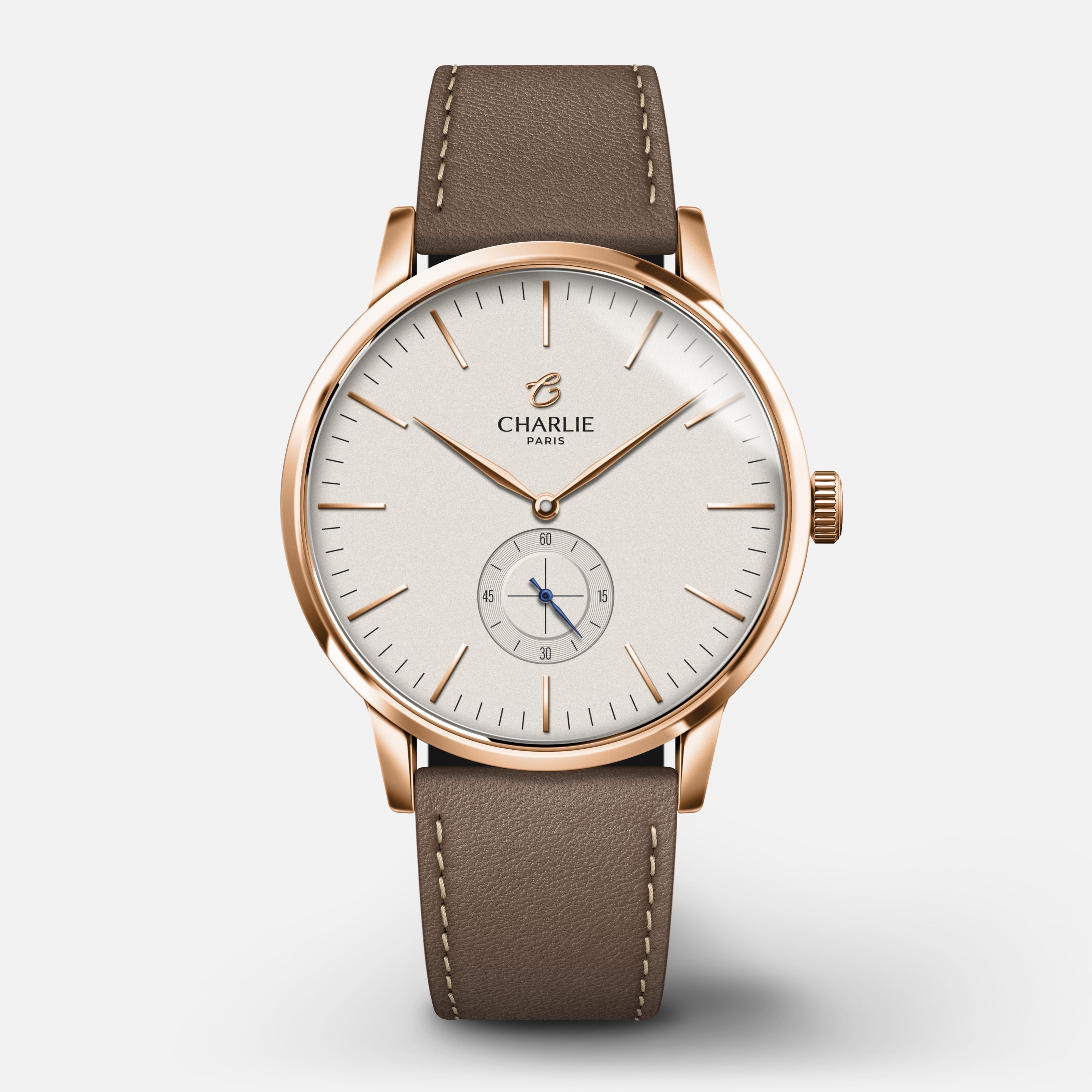 charlie-paris-horizon-montre-quartz-homme-39mm-blanc-dor-rose image 6