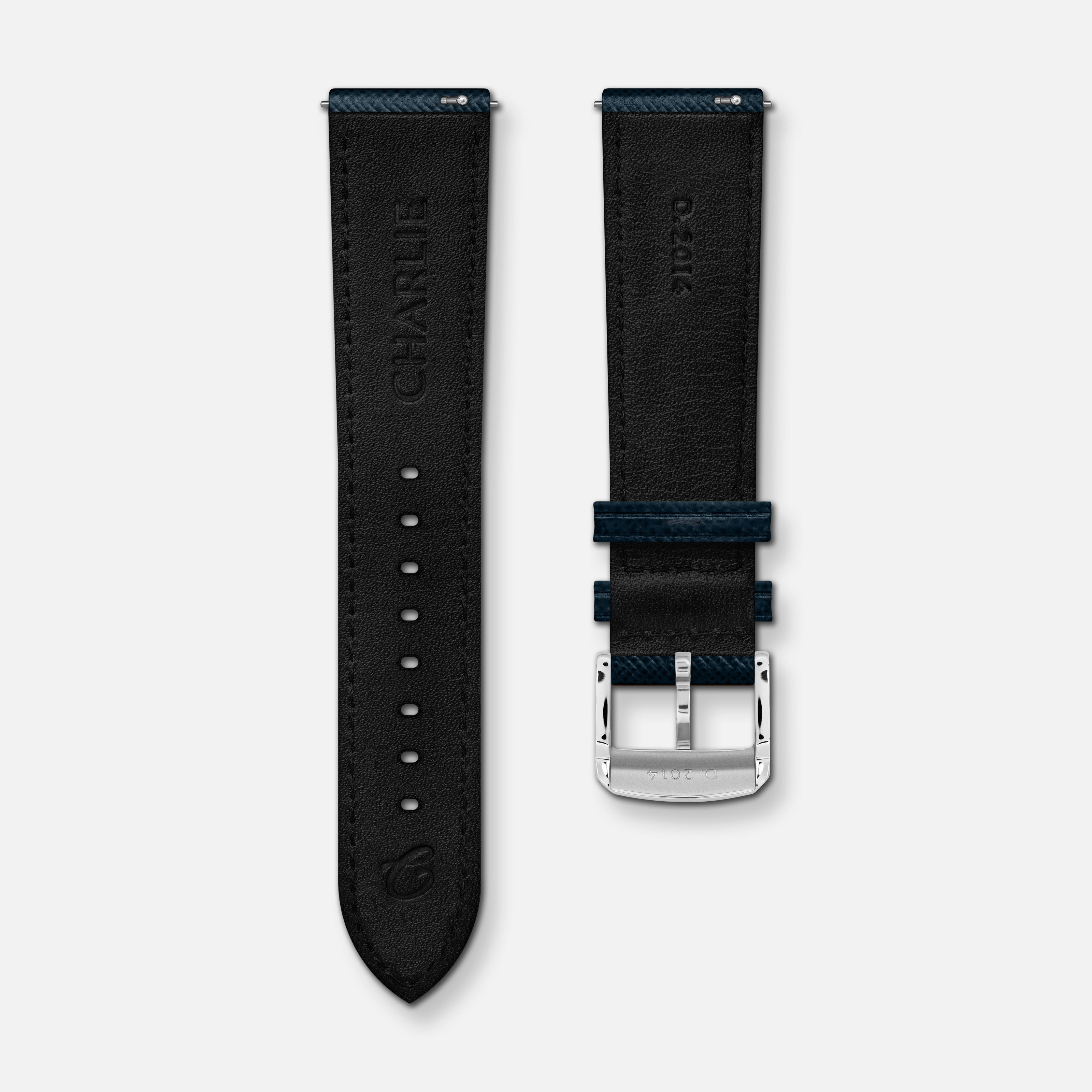charlie-paris-bracelet-cuir-saffiano-bleu-20mm-initial-horizon image 2