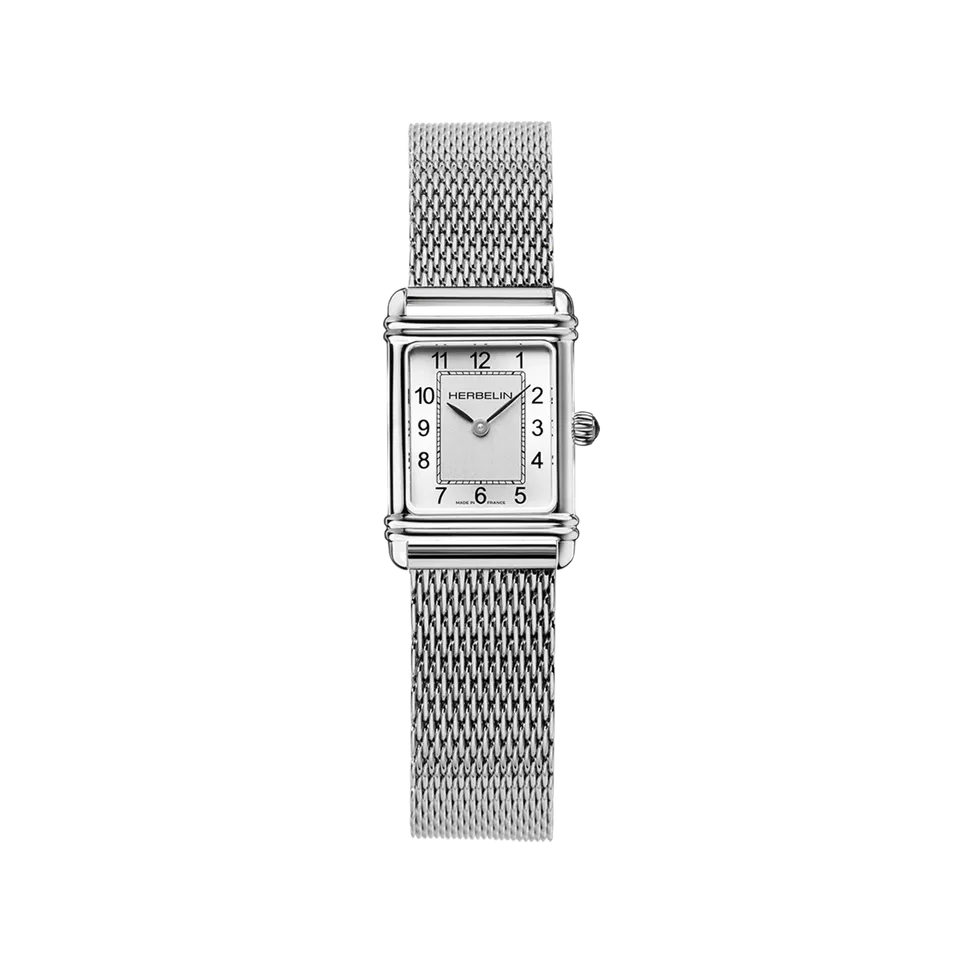 herbelin-art-d-co-quartz-acier-maille-milanaise-femme image 1
