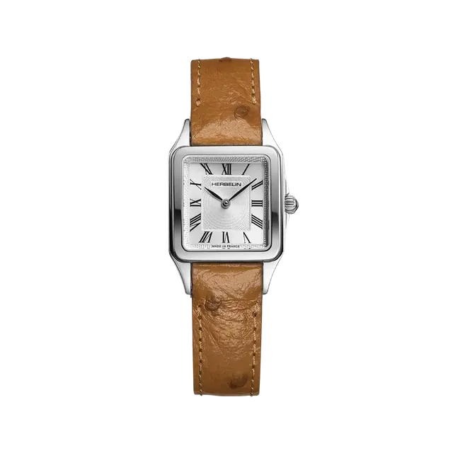 herbelin-luna-quartz-femme-argent-blanc-cuir-autruche image 1