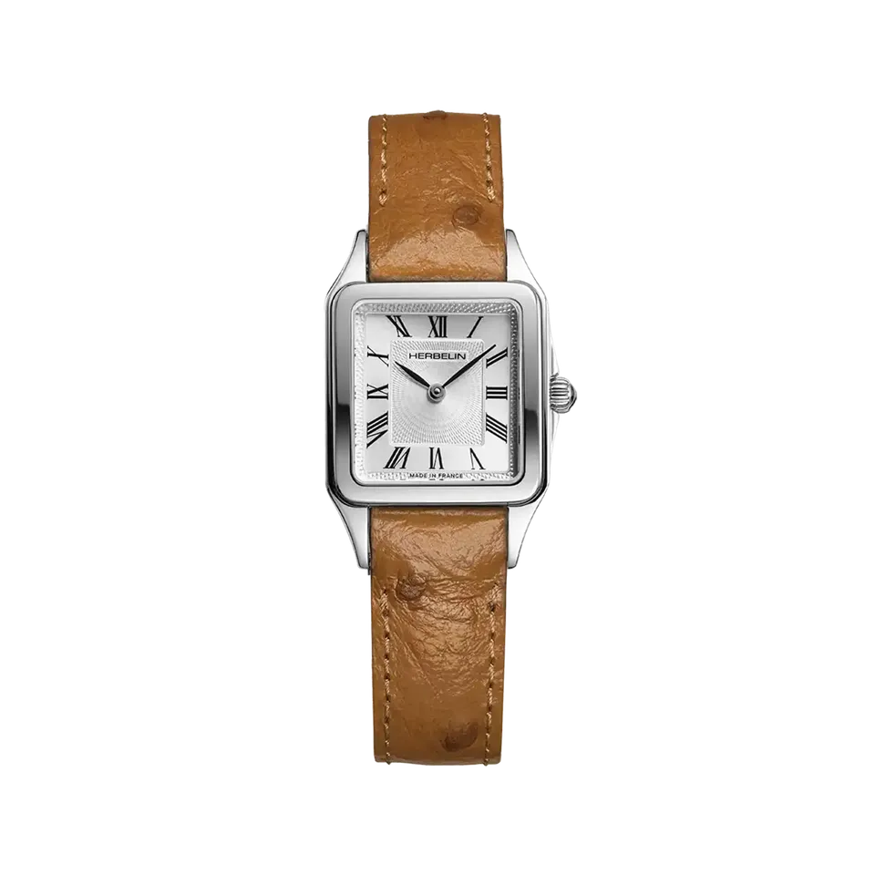 herbelin-luna-quartz-femme-argent-blanc-cuir-autruche image 1