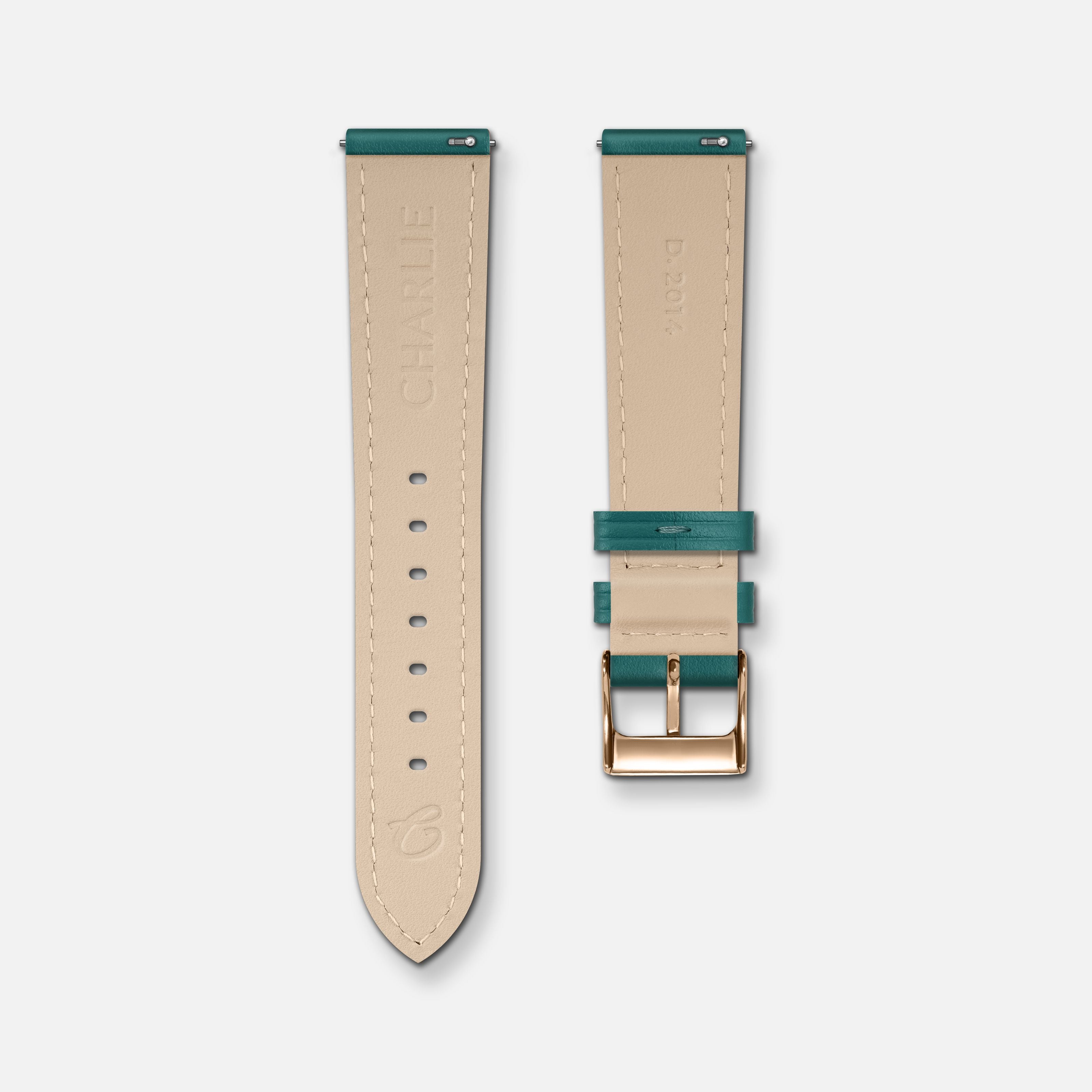 charlie-paris-bracelet-cuir-paon-18mm-initial image 2