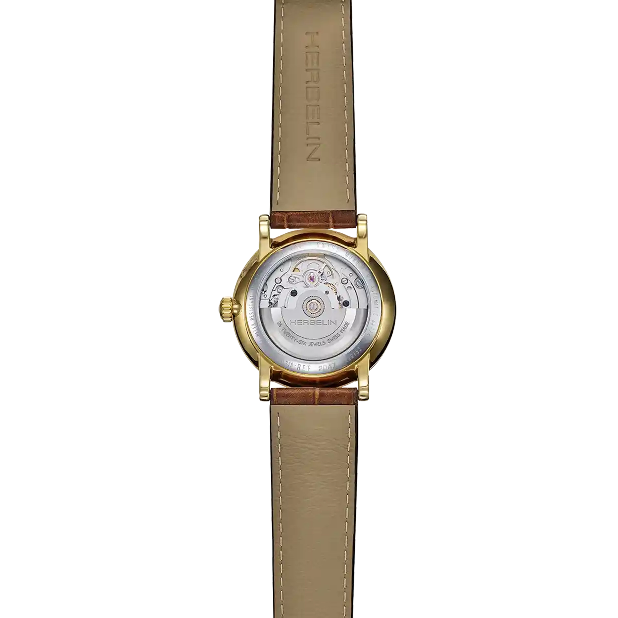 herbelin-inspiration-automatique-acier-bicolore-pvd-or-et-cuir-marron image 4