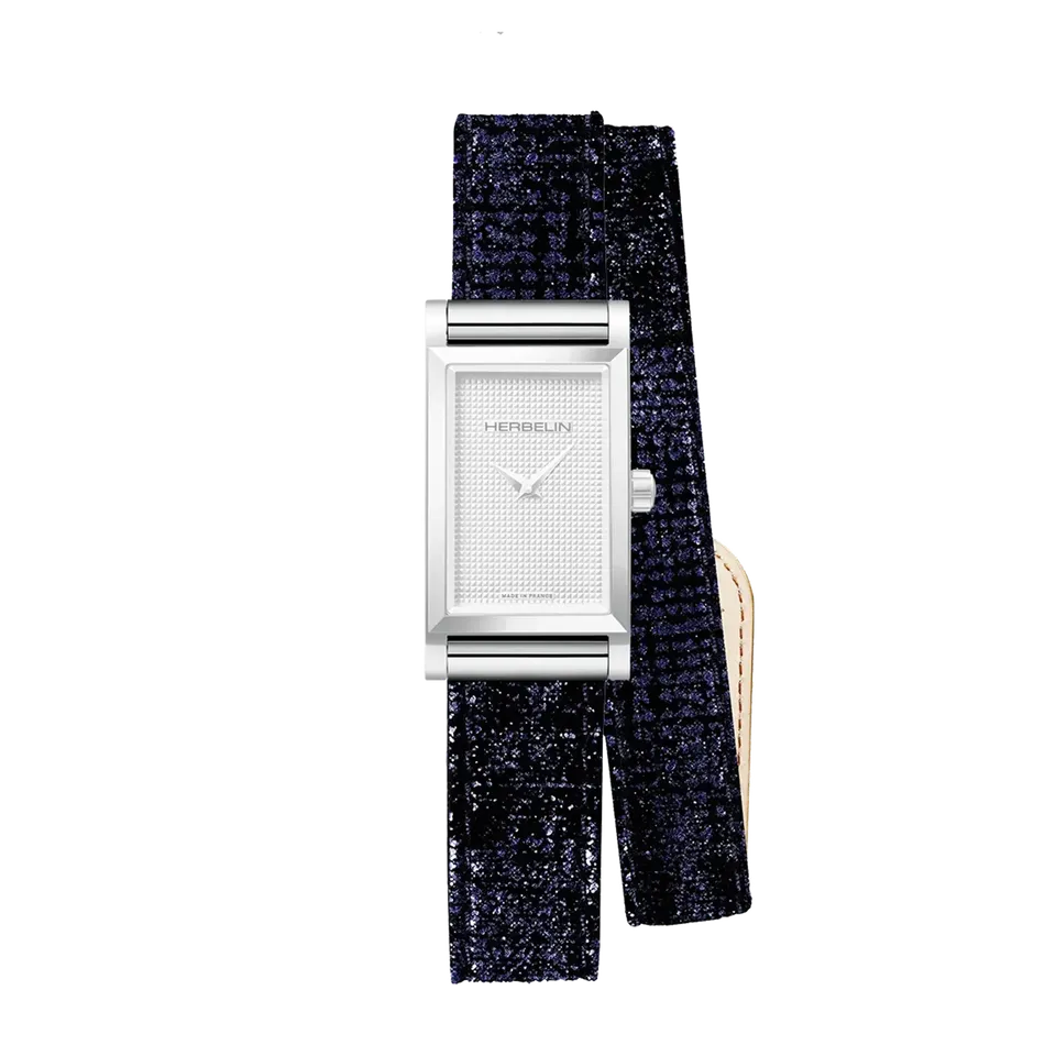 herbelin-antar-s-bracelet-double-tour-cuir-bleu-brillant image 1