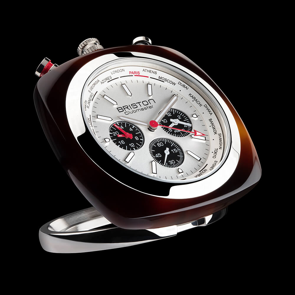 briston-clubmaster-travel-clock-50-mm-blanc-quartz-gmt-r-veil image 2