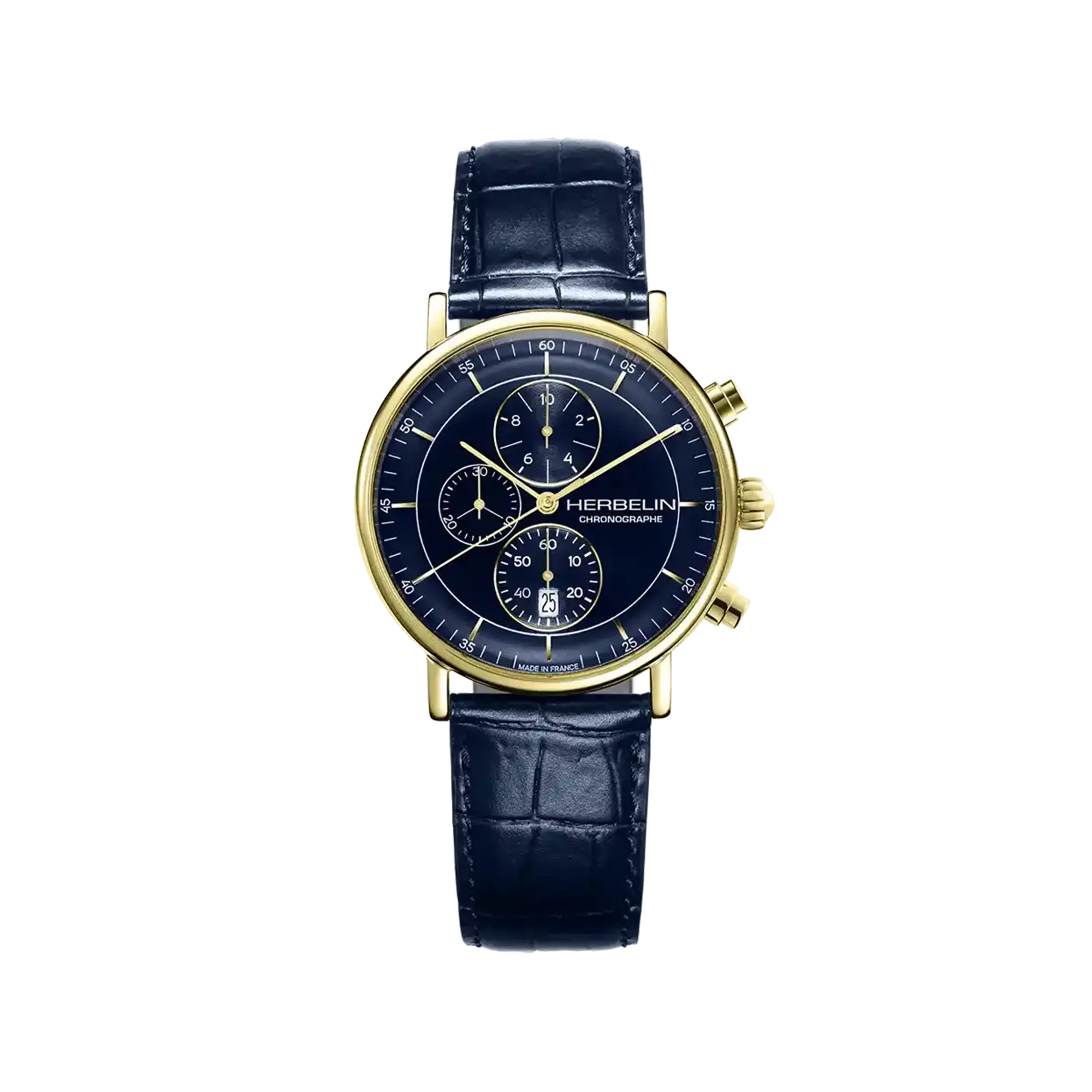 herbelin-inspiration-chronographe-quartz-homme-bleu-marine-dor image 1